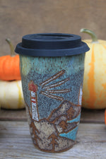 Load image into Gallery viewer, Acadia National Park Coastal Cliffs and Sailboat Travel Mug, 18 oz
