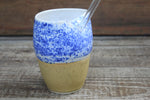 Load image into Gallery viewer, Blue Splatter and Honey Gold Straw Cup, 15 oz
