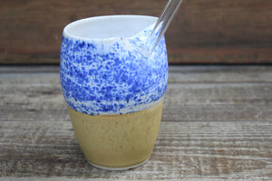 Blue Splatter and Honey Gold Straw Cup, 15 oz