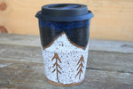 Load image into Gallery viewer, Dark Nights by Distant Snowy Peaks River Travel Mug, 15 oz
