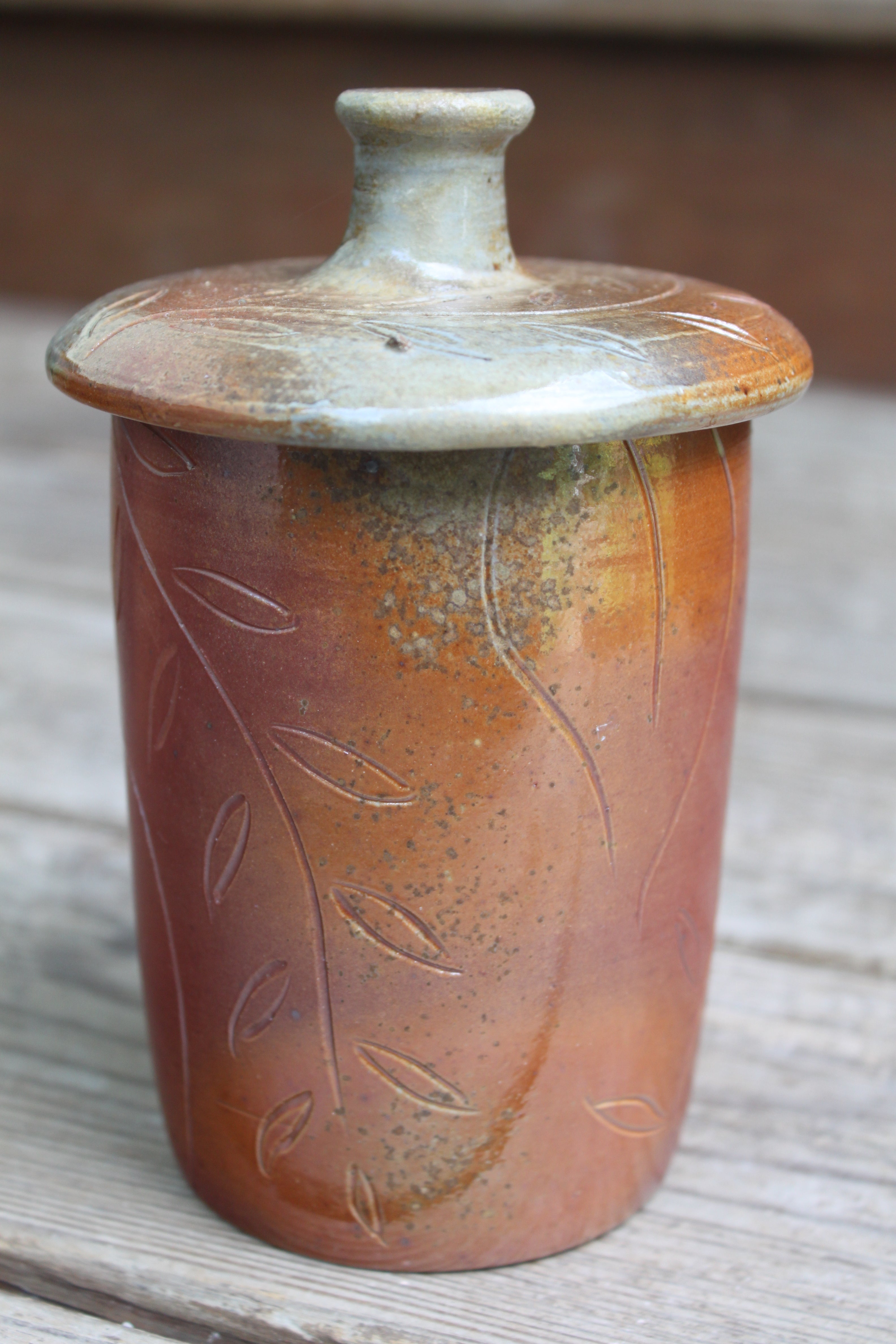 Wood Fired Garden Party Carved Lidded Jar