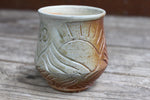 Load image into Gallery viewer, Wood Fired Distant Peaks and Partly Cloudy Days Carved Sipper, 12 oz
