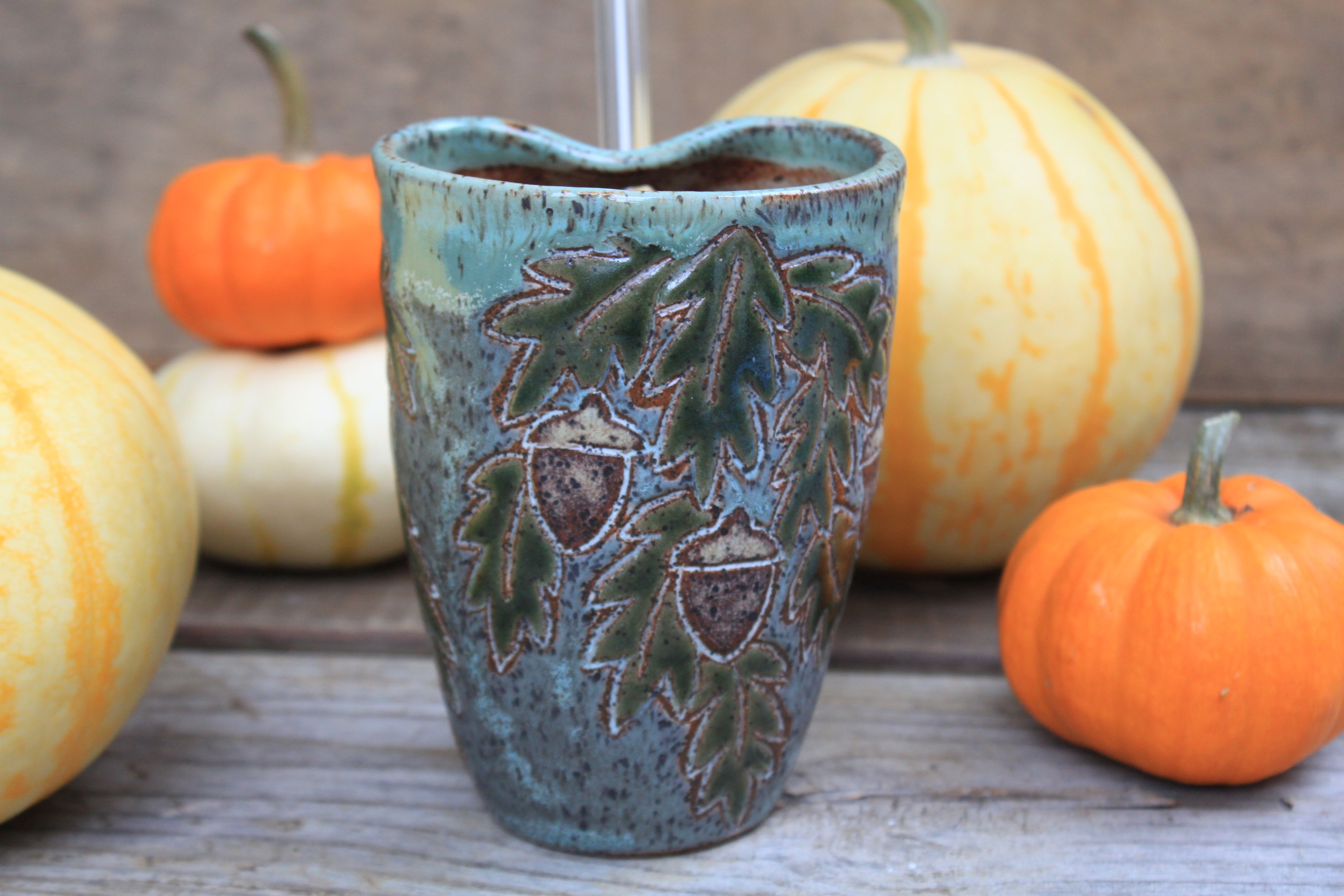 Awesome Acorns Foliage Straw Cup, 14 oz
