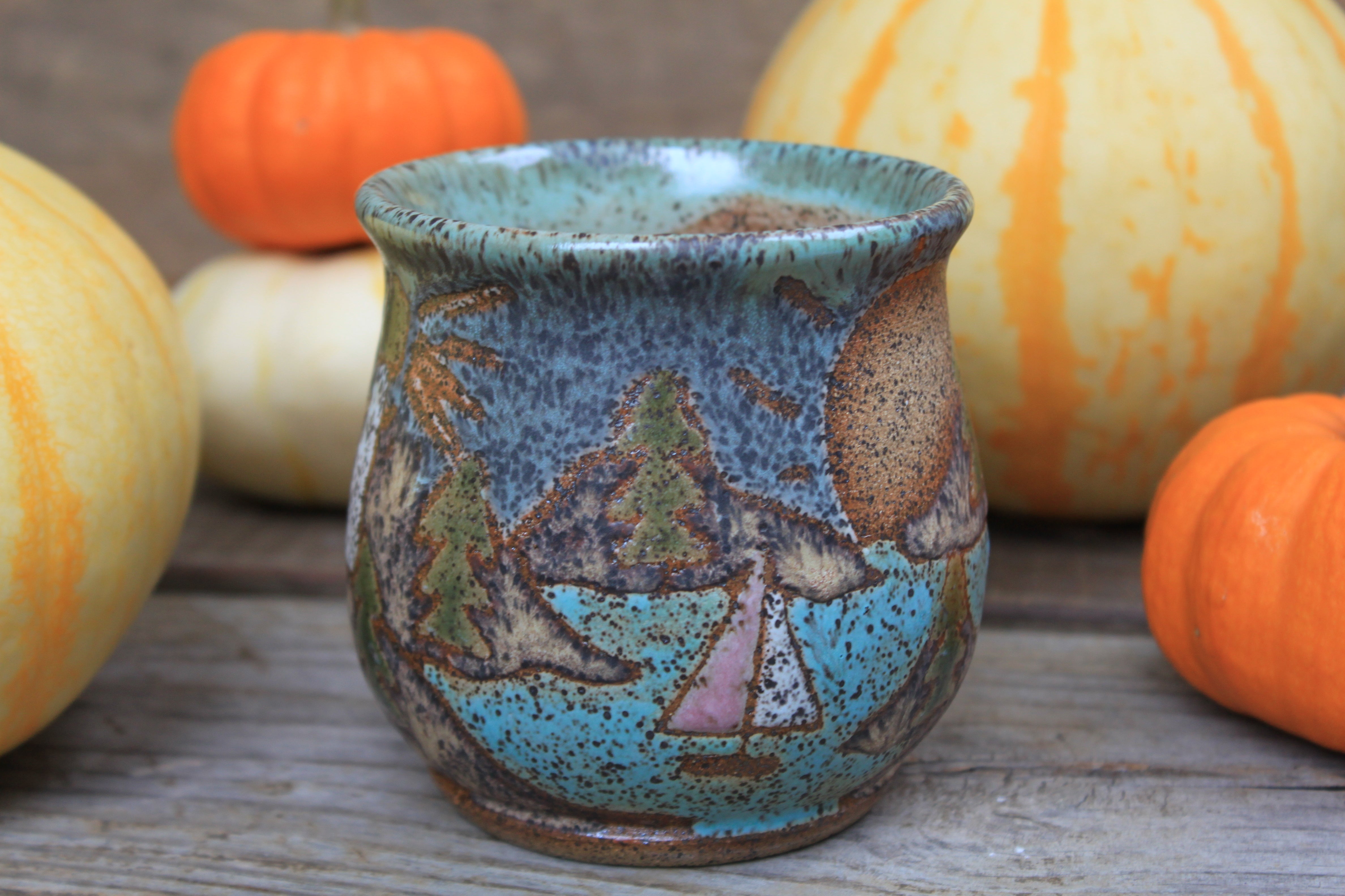 Acadia National Park Coastal Cliffs and Sailboat Mug, 16 oz