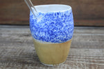 Load image into Gallery viewer, Blue Splatter and Honey Gold Straw Cup, 15 oz
