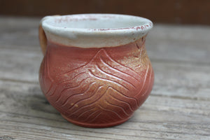 Wood Fired Distant Peaks Sunset Carved Mug, 10 oz