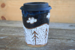 Load image into Gallery viewer, Cloudy Dark Nights by Distant Snowy Peaks River Travel Mug, 15 oz
