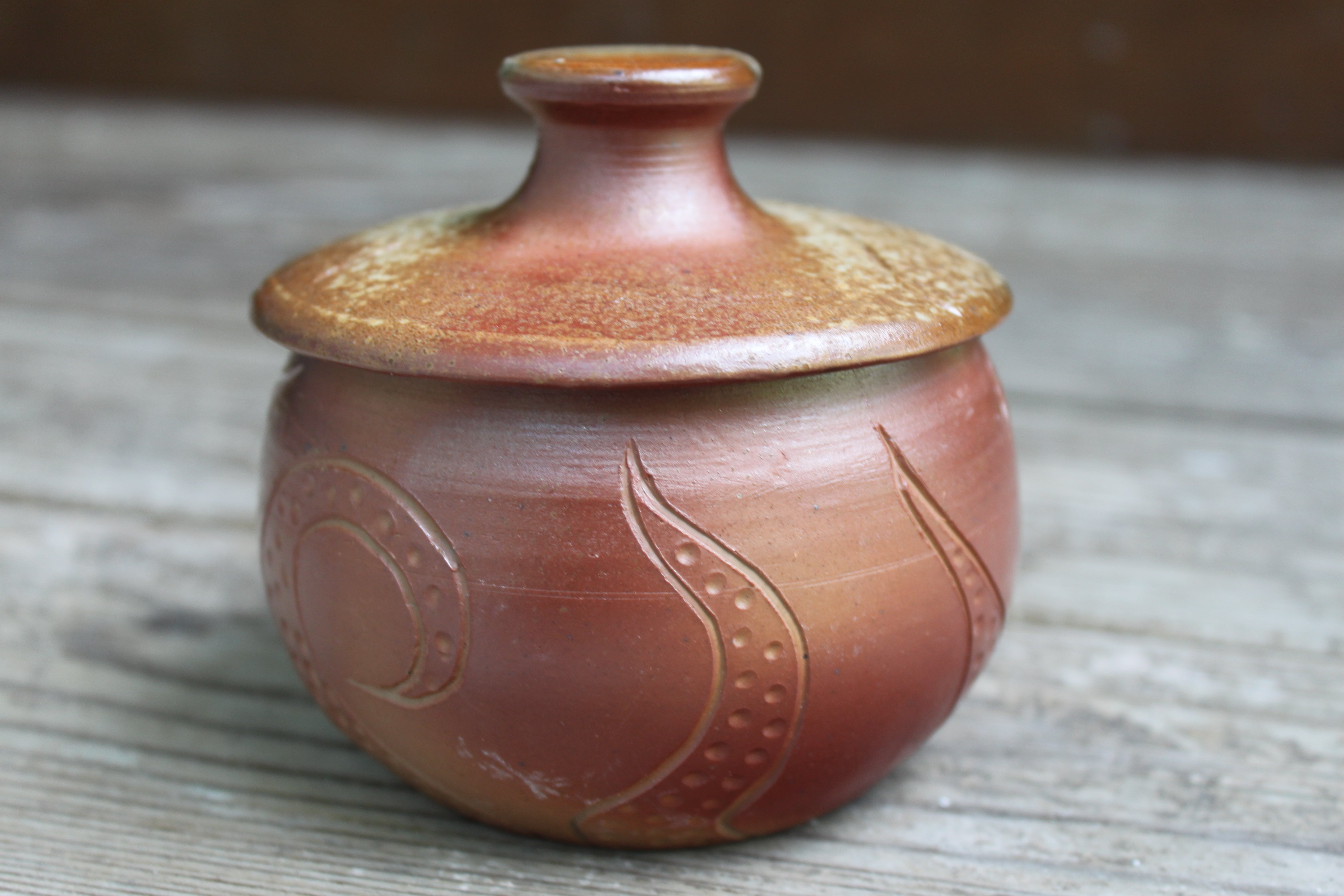 Wood Fired Octopus Adventures Carved Lidded Jar