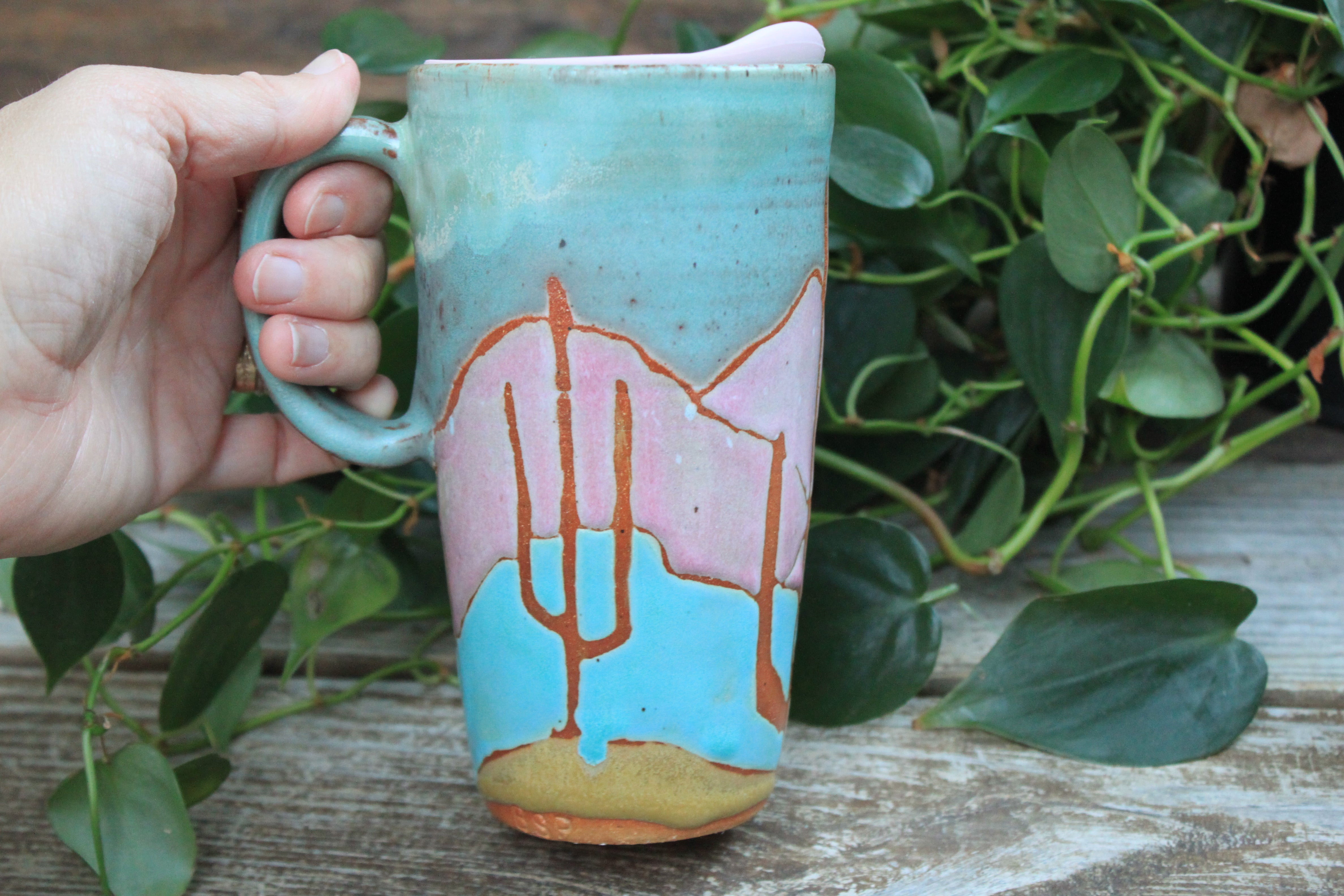 Desert Mountain Days Handled Travel Mug, 20 oz