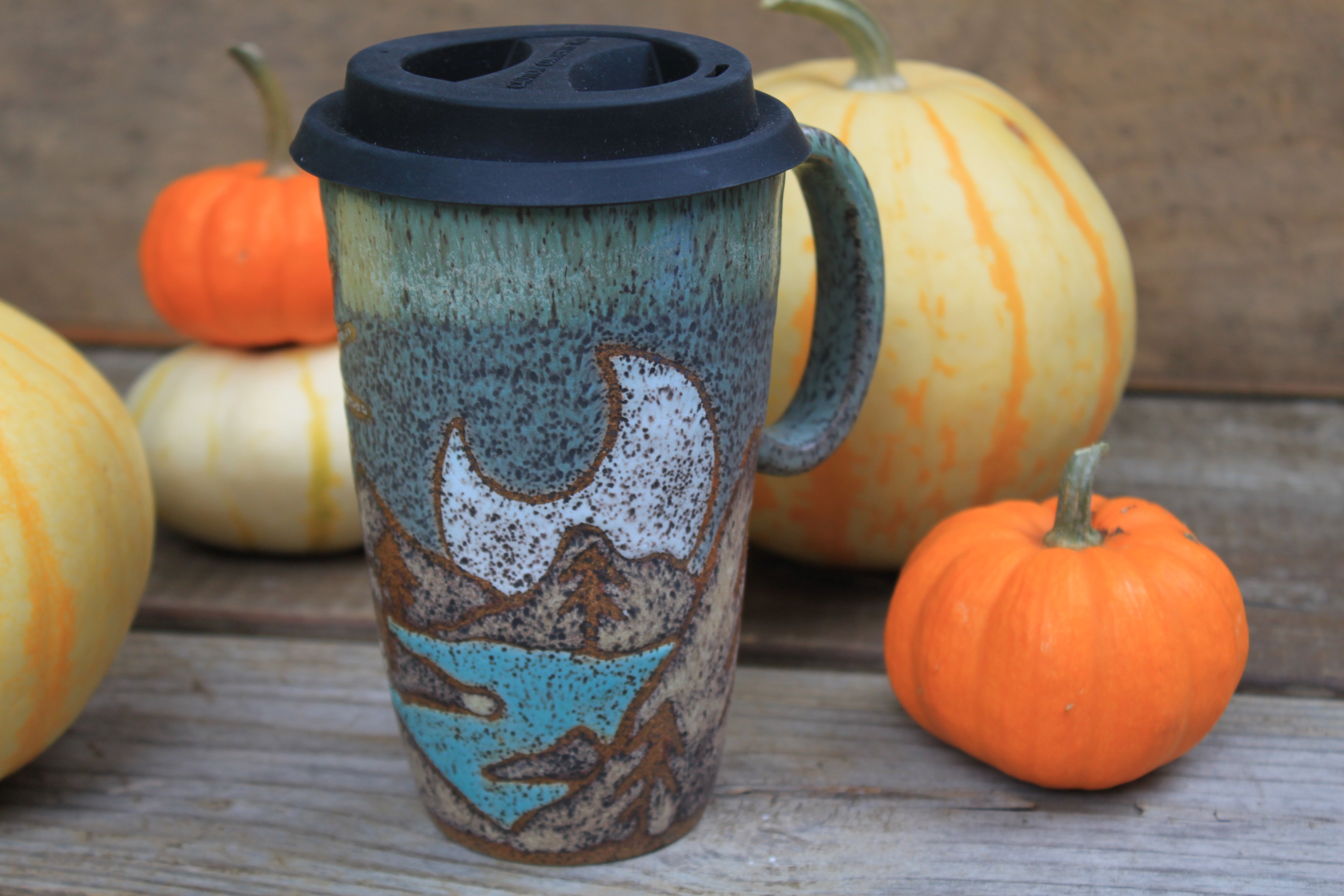 Acadia National Park Coastal Cliffs and Sailboat Travel Mug, 18 oz