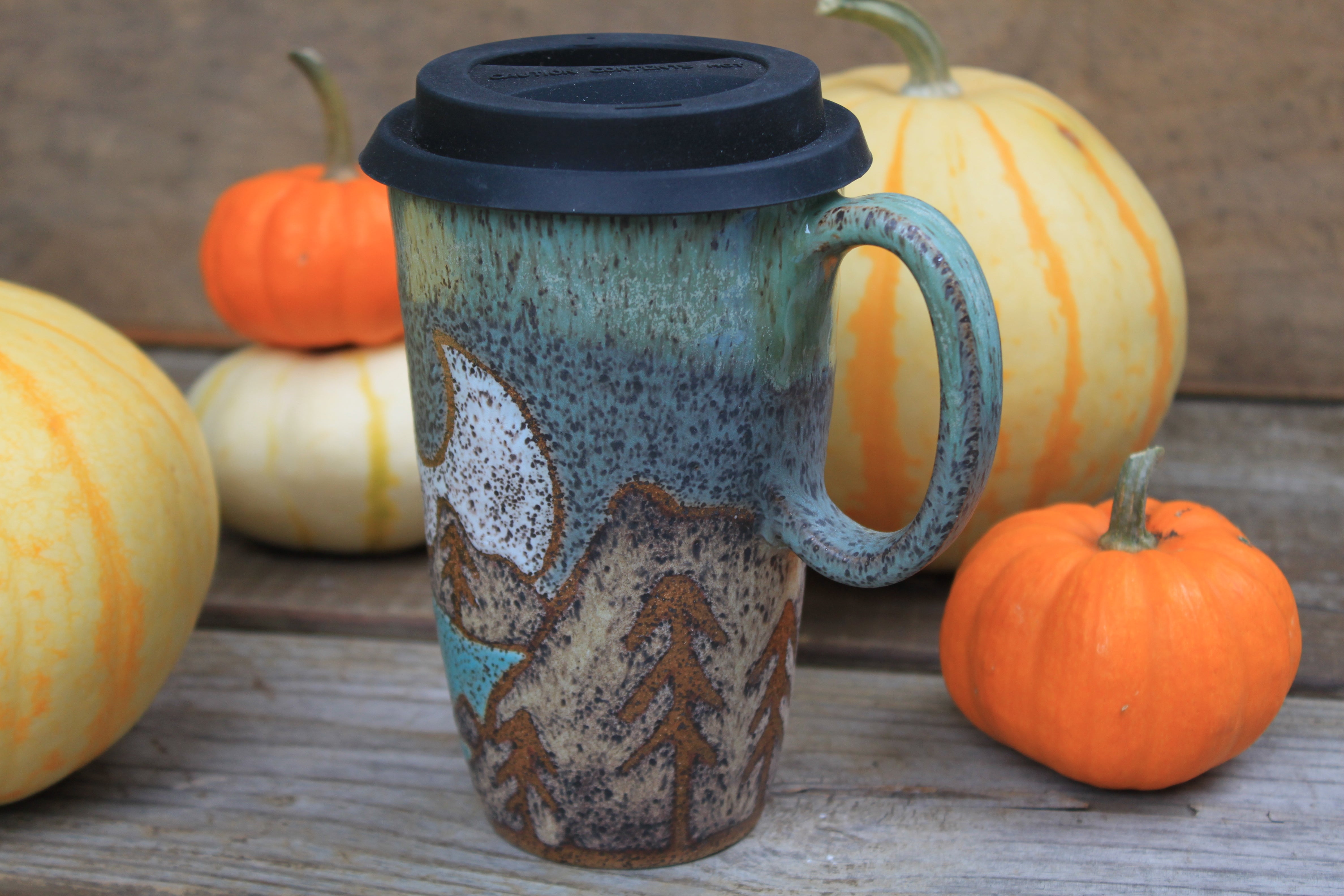 Acadia National Park Coastal Cliffs and Sailboat Travel Mug, 18 oz