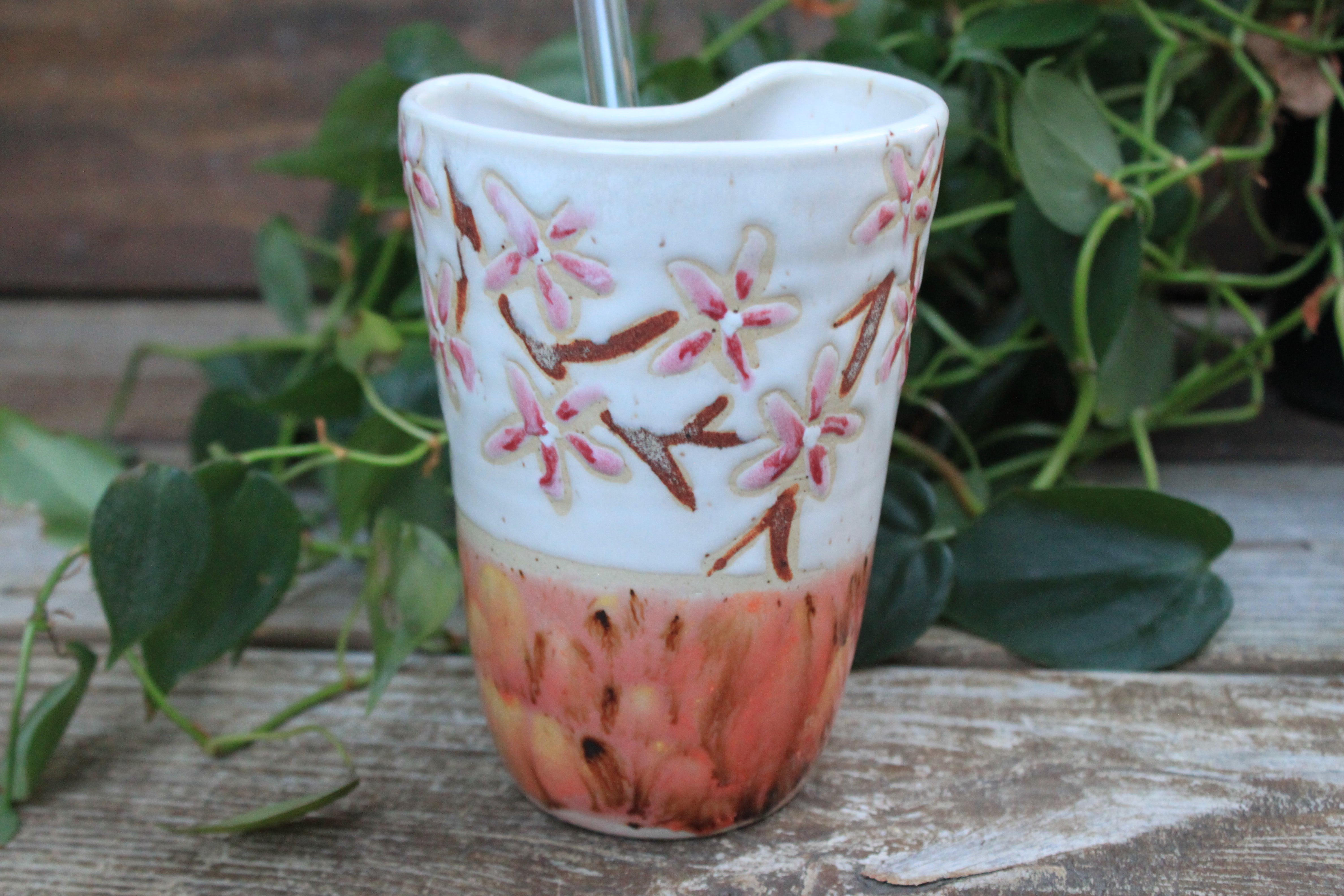 Cherry Blossom Straw Cup, 12 oz