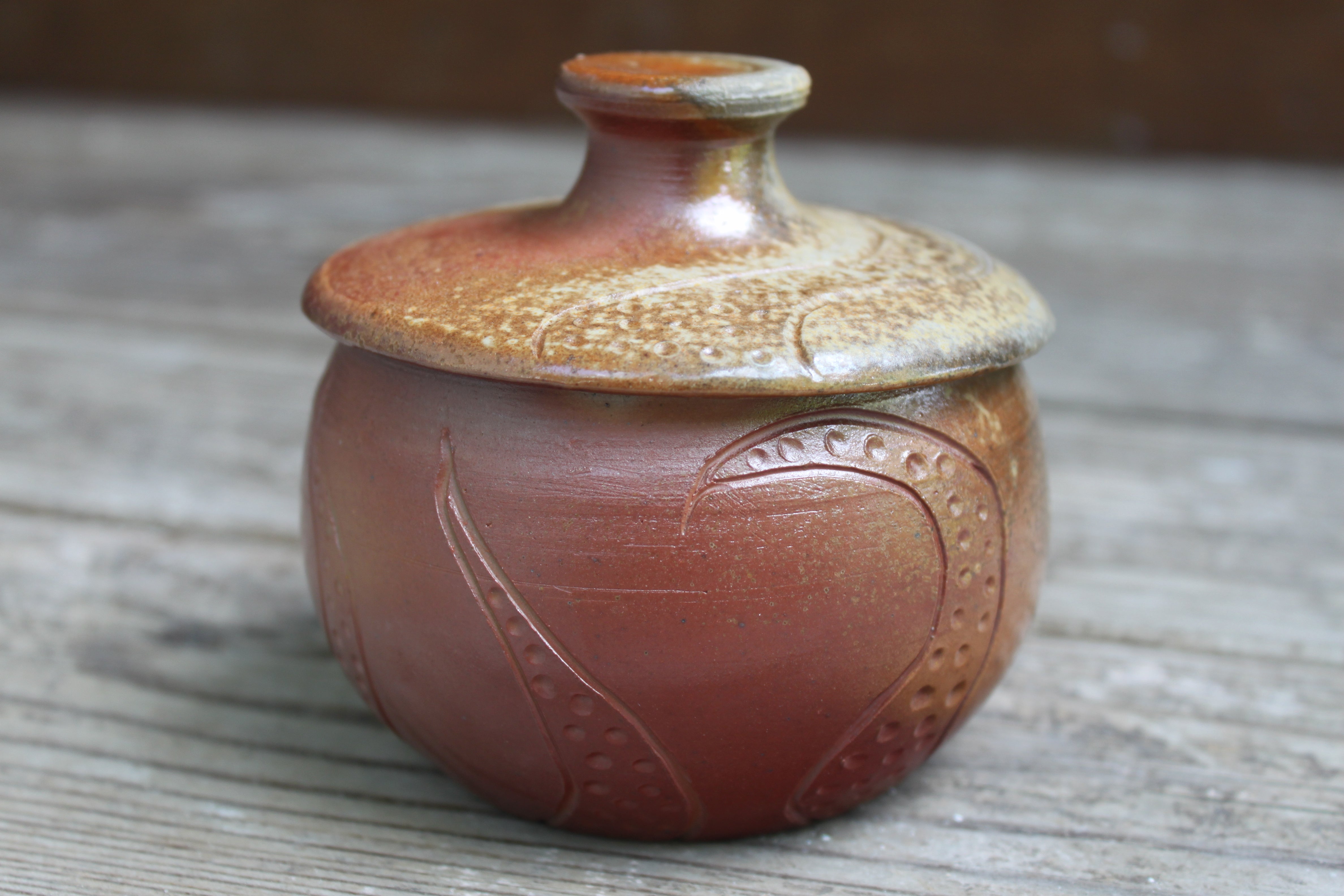 Wood Fired Octopus Adventures Carved Lidded Jar