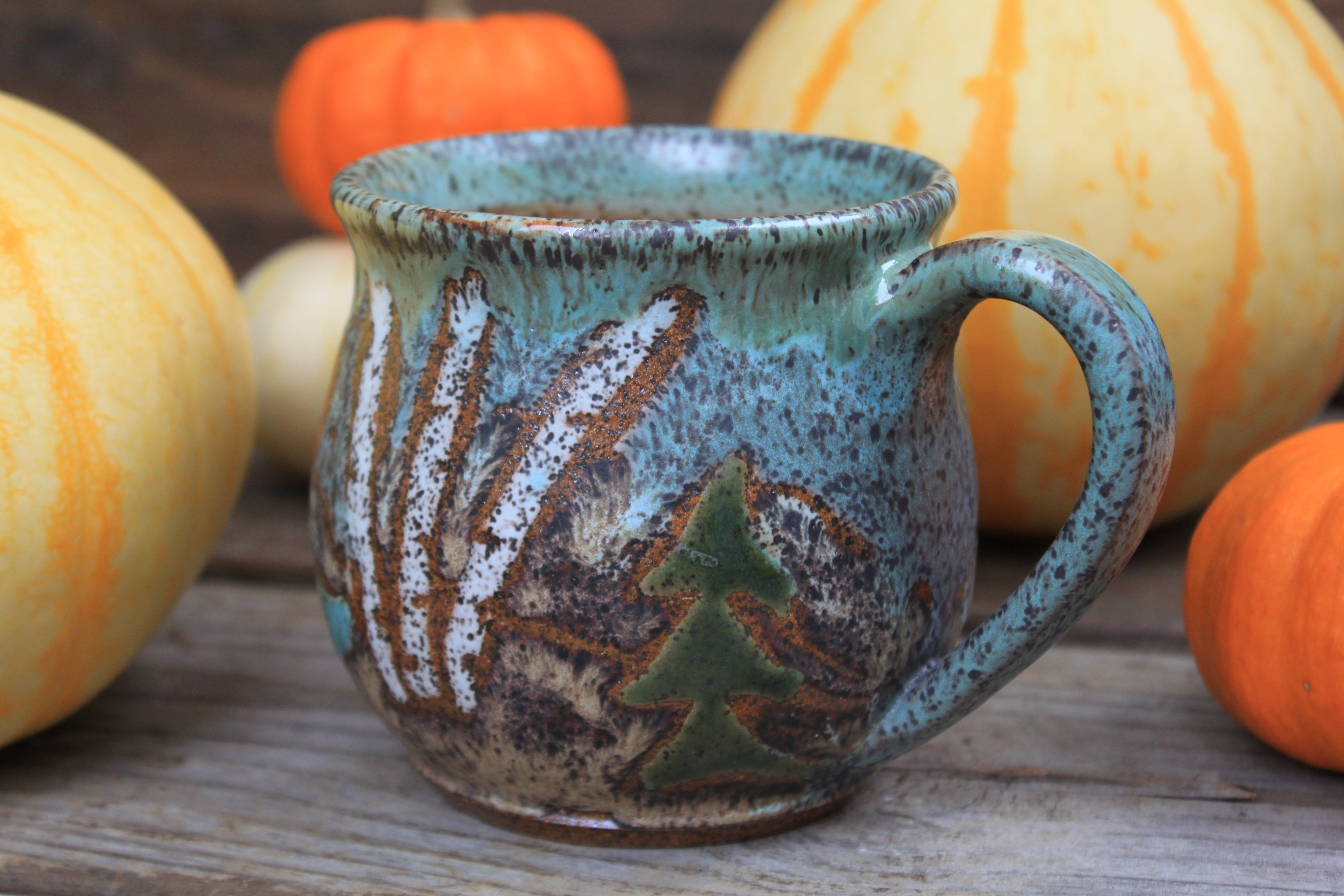 Birch Trees and Evergreen Days Mug, 17 oz