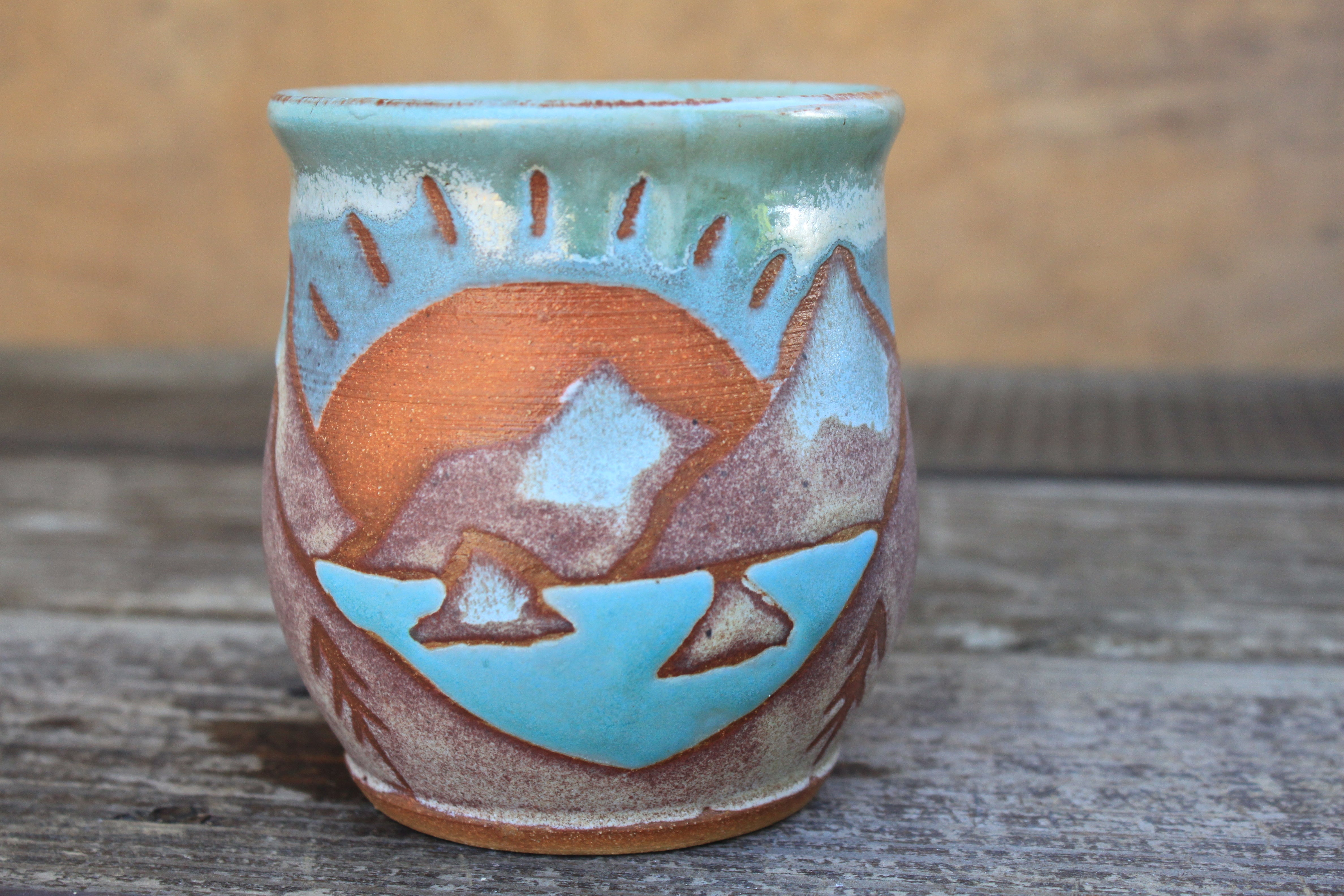 Glacial Lakes Sunset Mug, 17 oz