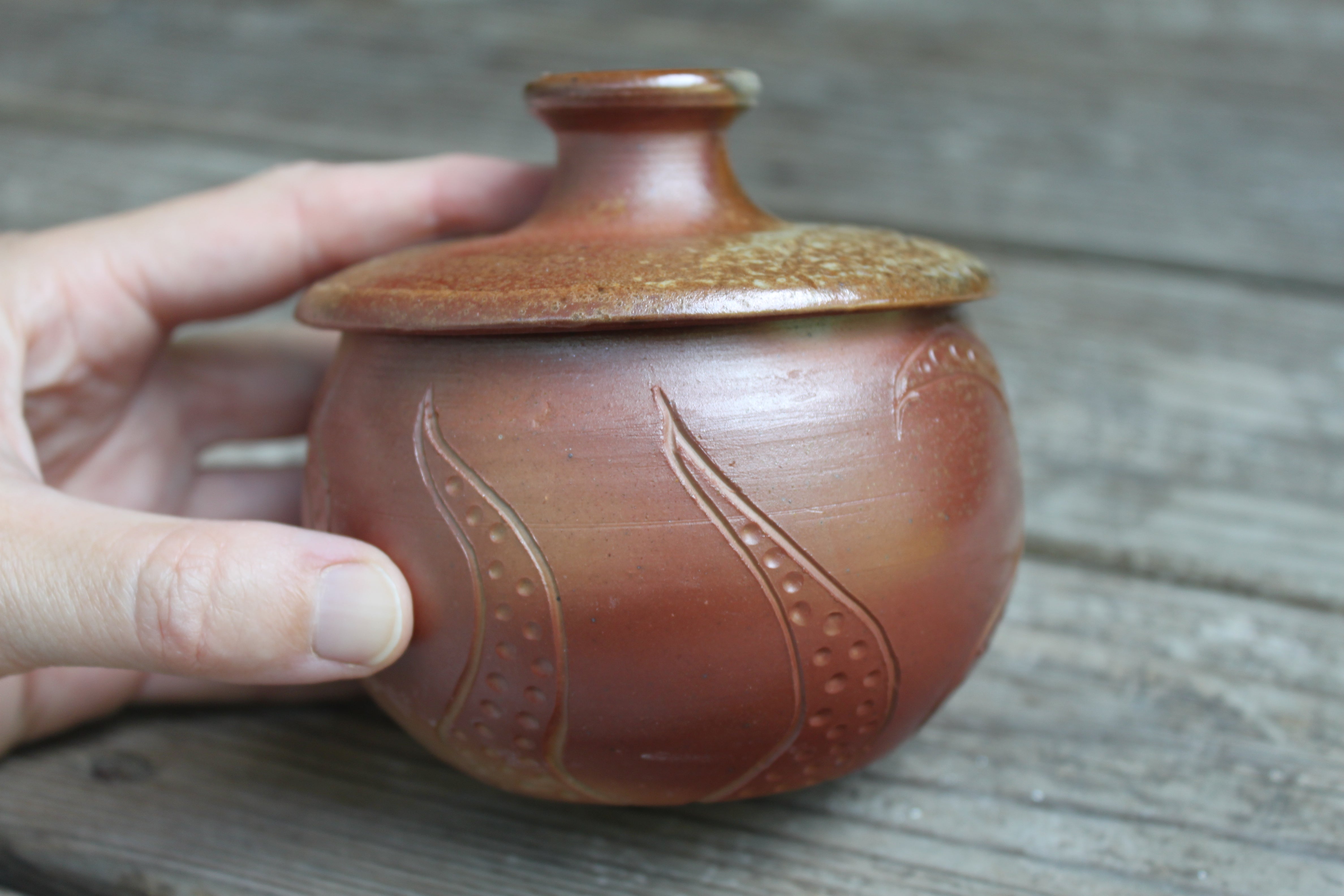 Wood Fired Octopus Adventures Carved Lidded Jar