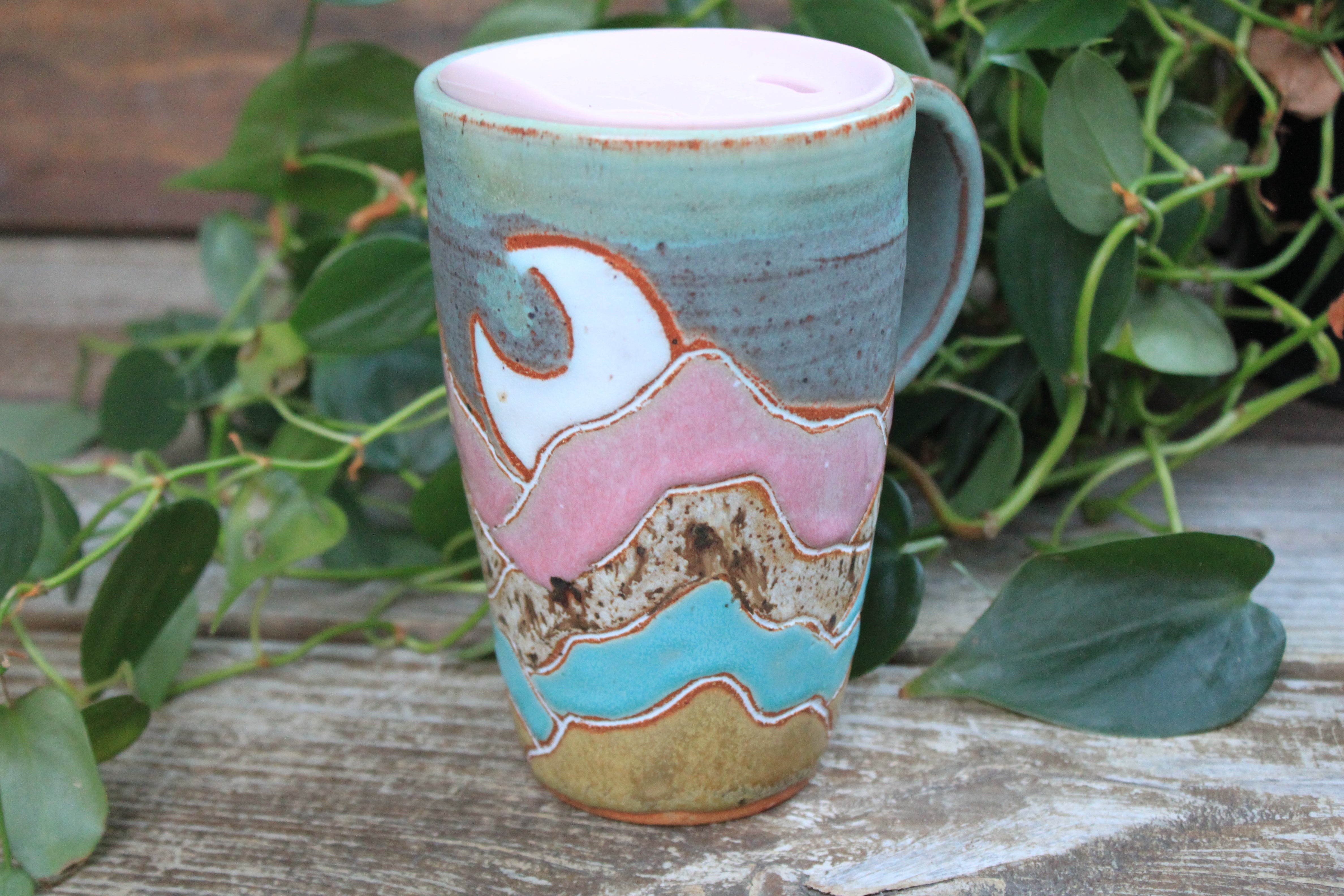 Distant High Peaks Handled Travel Mug, 18 oz