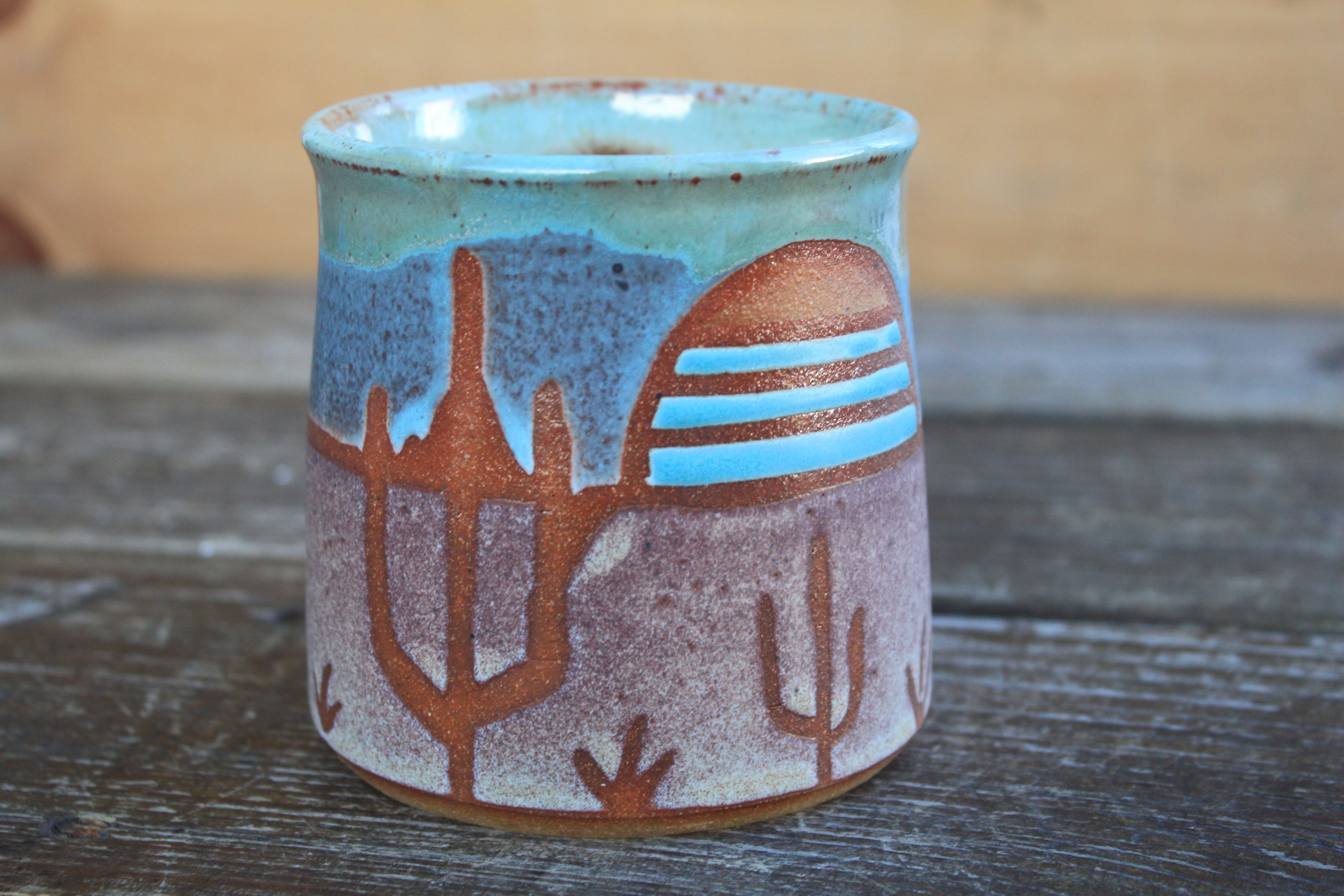 Retro Sunset in the Desert Mug, 14 oz