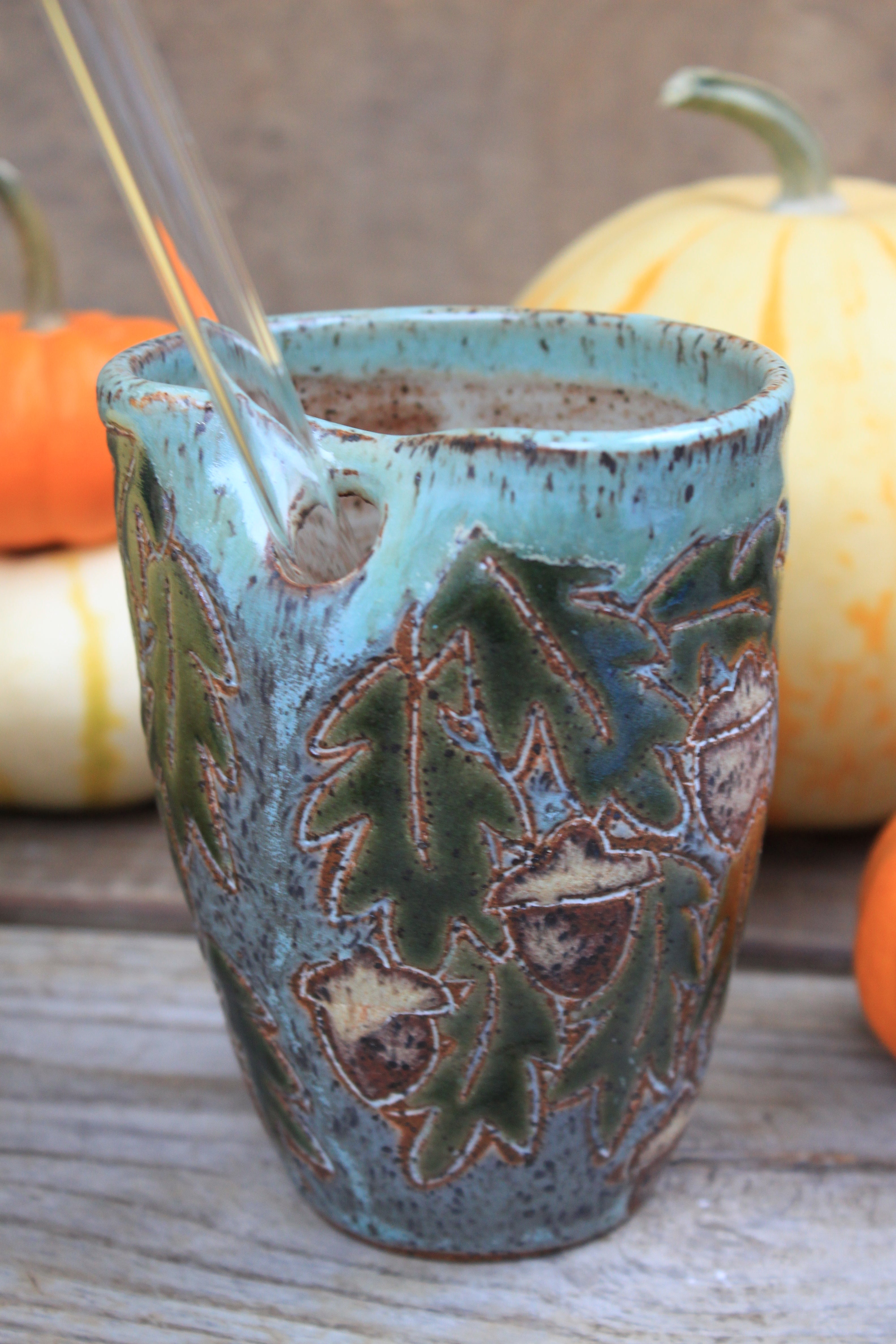 Awesome Acorns Foliage Straw Cup, 14 oz