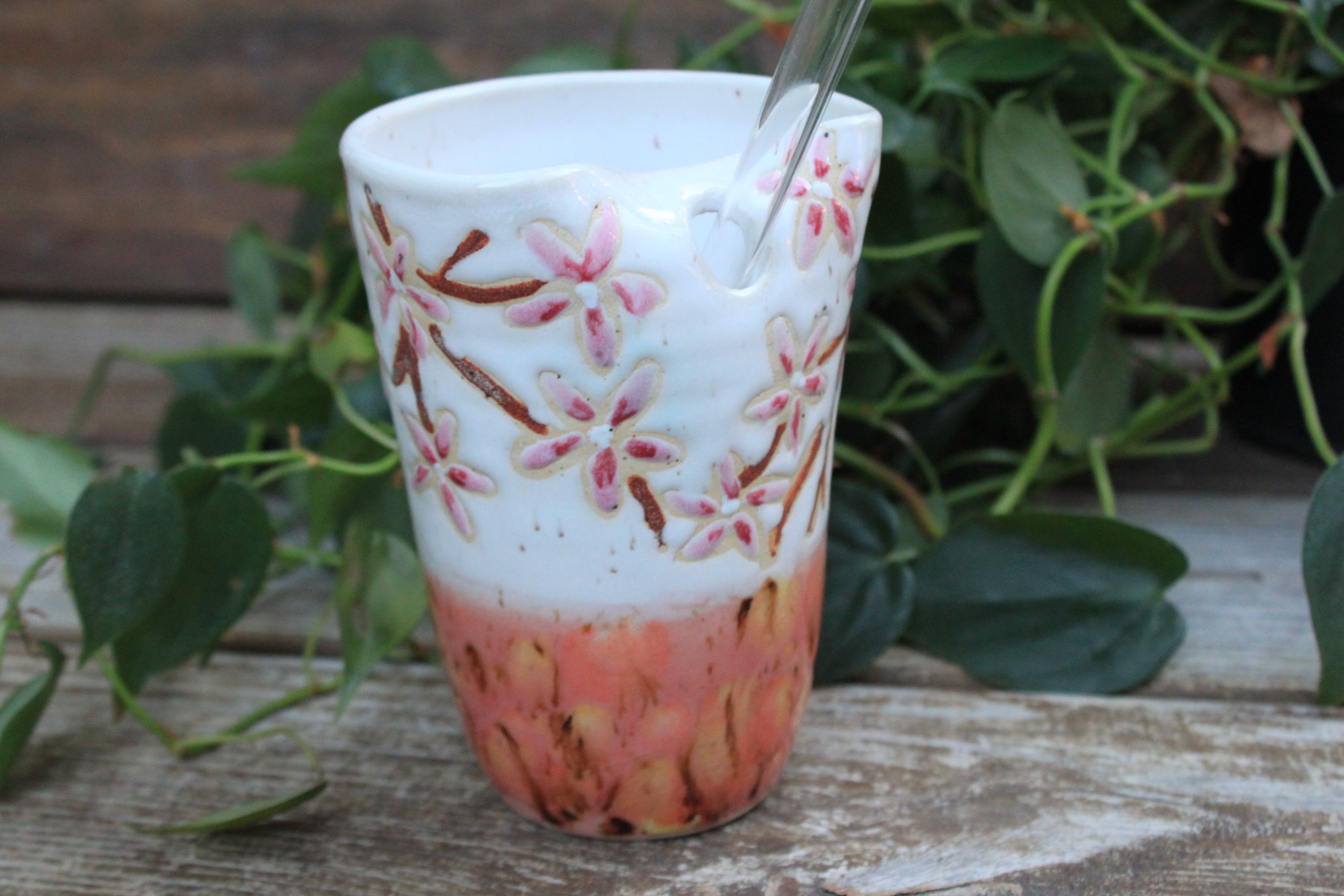 Cherry Blossom Straw Cup, 12 oz