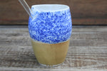 Load image into Gallery viewer, Blue Splatter and Honey Gold Straw Cup, 15 oz
