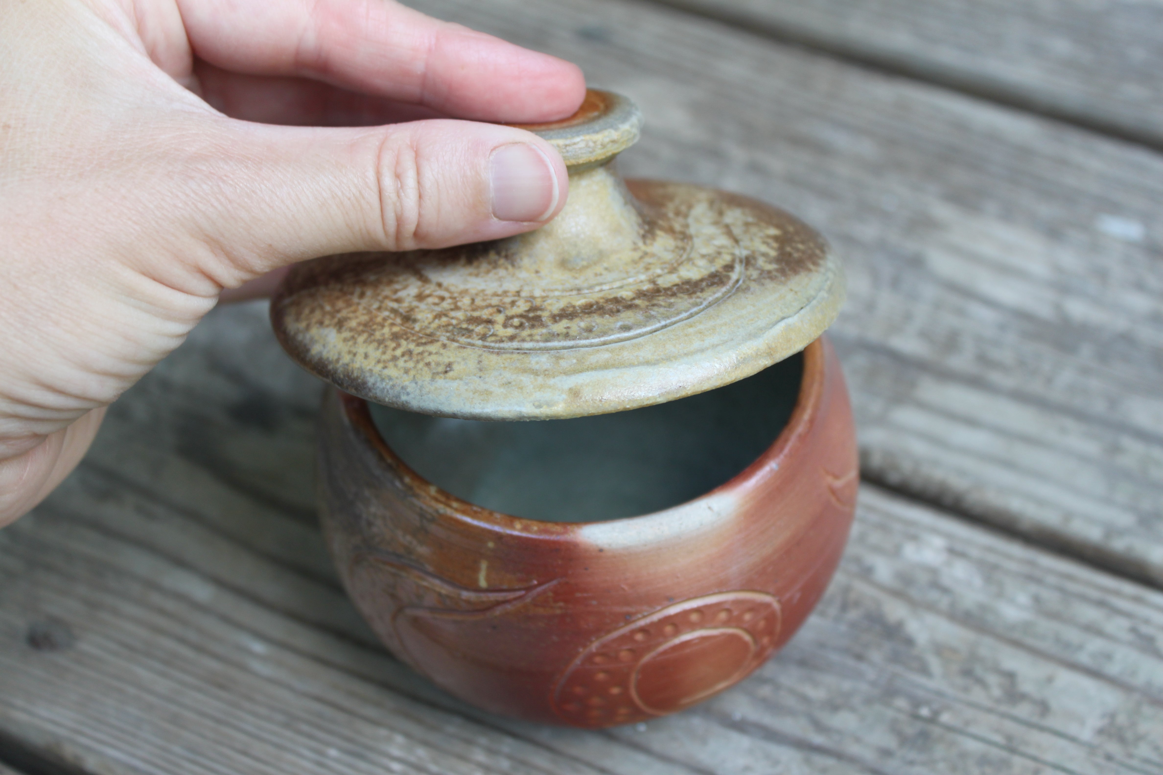 Wood Fired Octopus Adventures Carved Lidded Jar