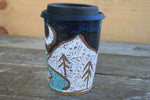 Load image into Gallery viewer, Dark Nights by Distant Snowy Peaks River Travel Mug, 15 oz
