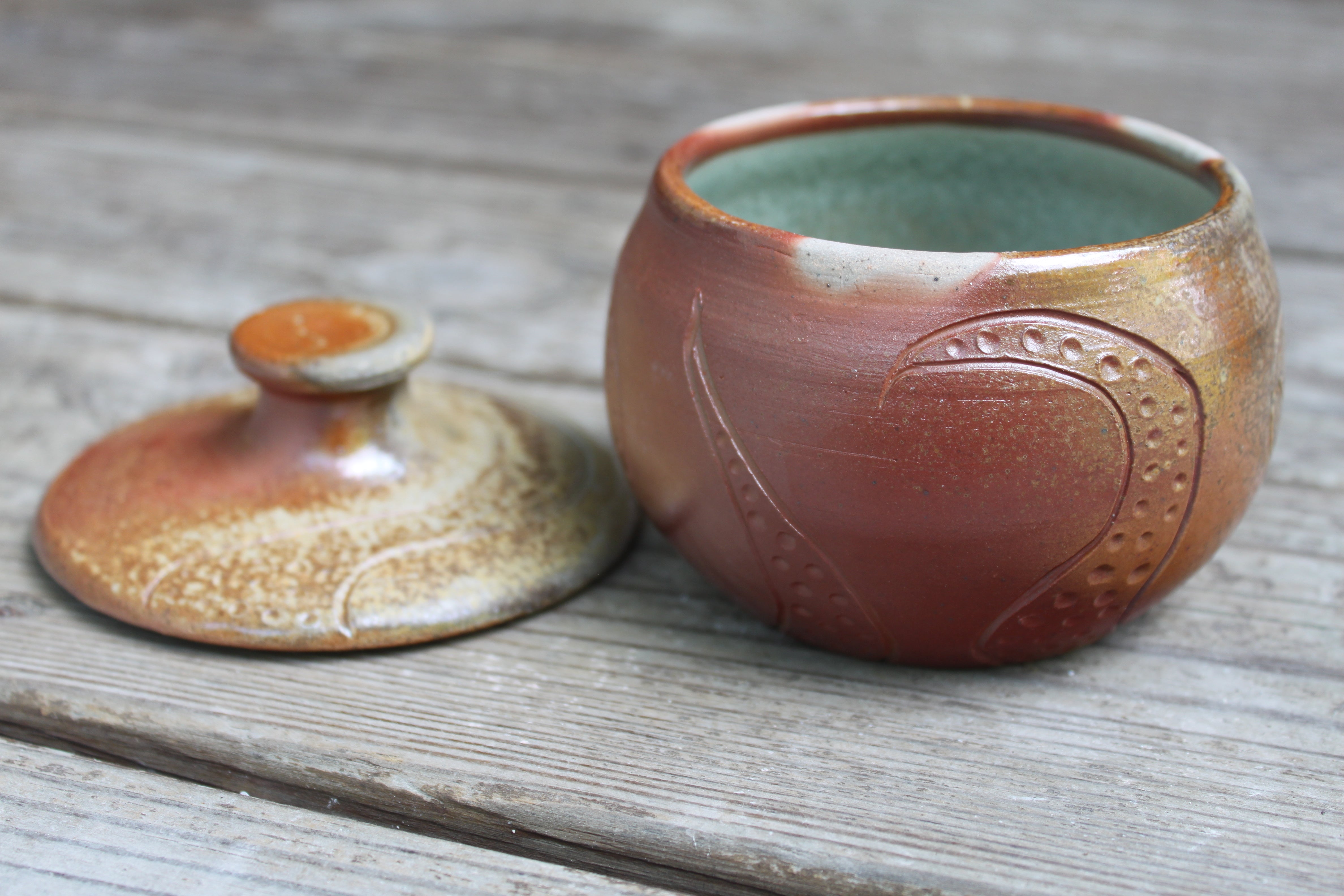 Wood Fired Octopus Adventures Carved Lidded Jar