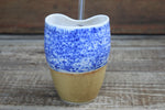 Load image into Gallery viewer, Blue Splatter and Honey Gold Straw Cup, 15 oz
