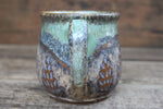 Load image into Gallery viewer, Cabin in Lupine Fields and Glacial Lake Sunset Carved Mug, 19 oz
