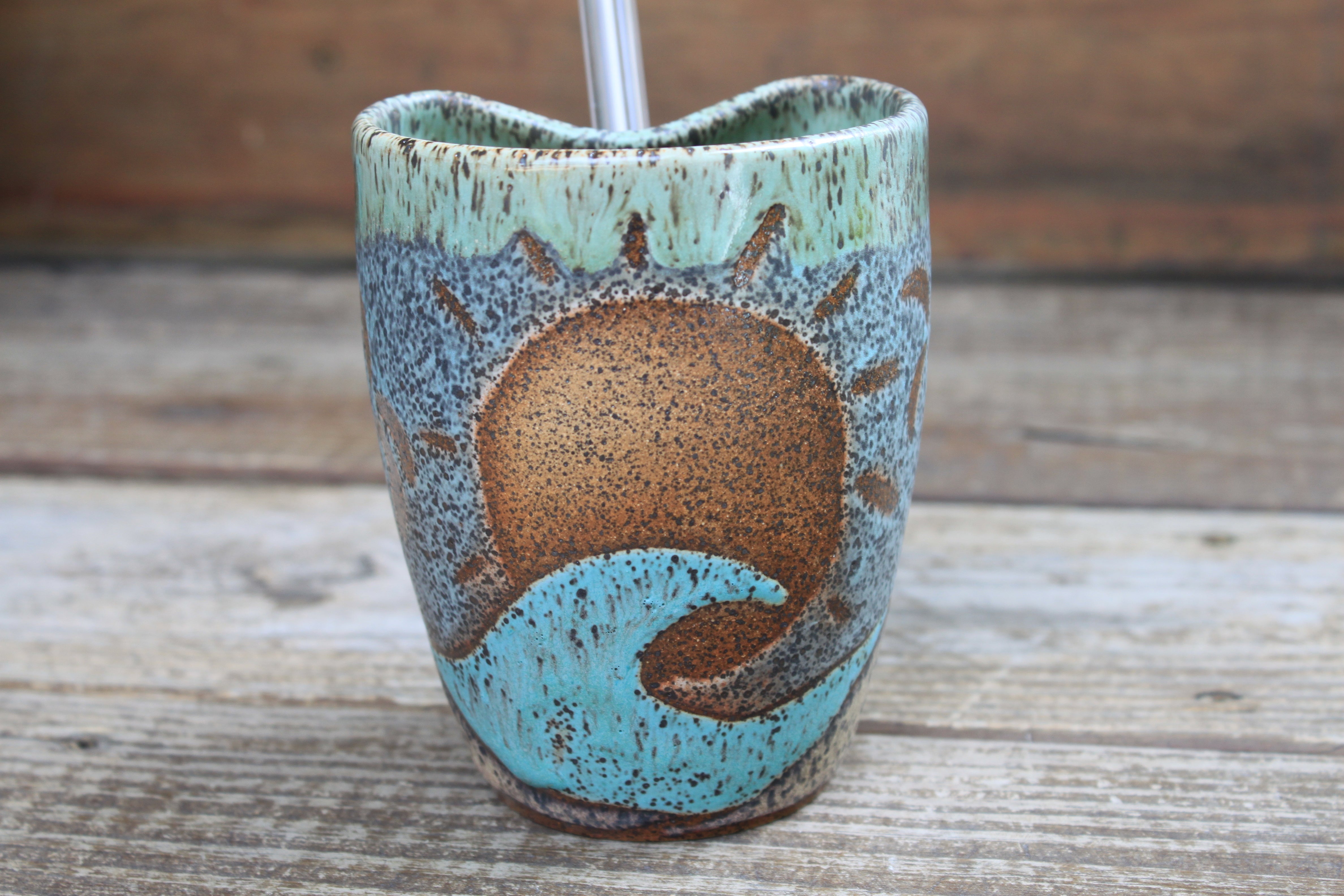 Sunny Days, Big Waves, and Palm Trees Straw Cup, 14 oz