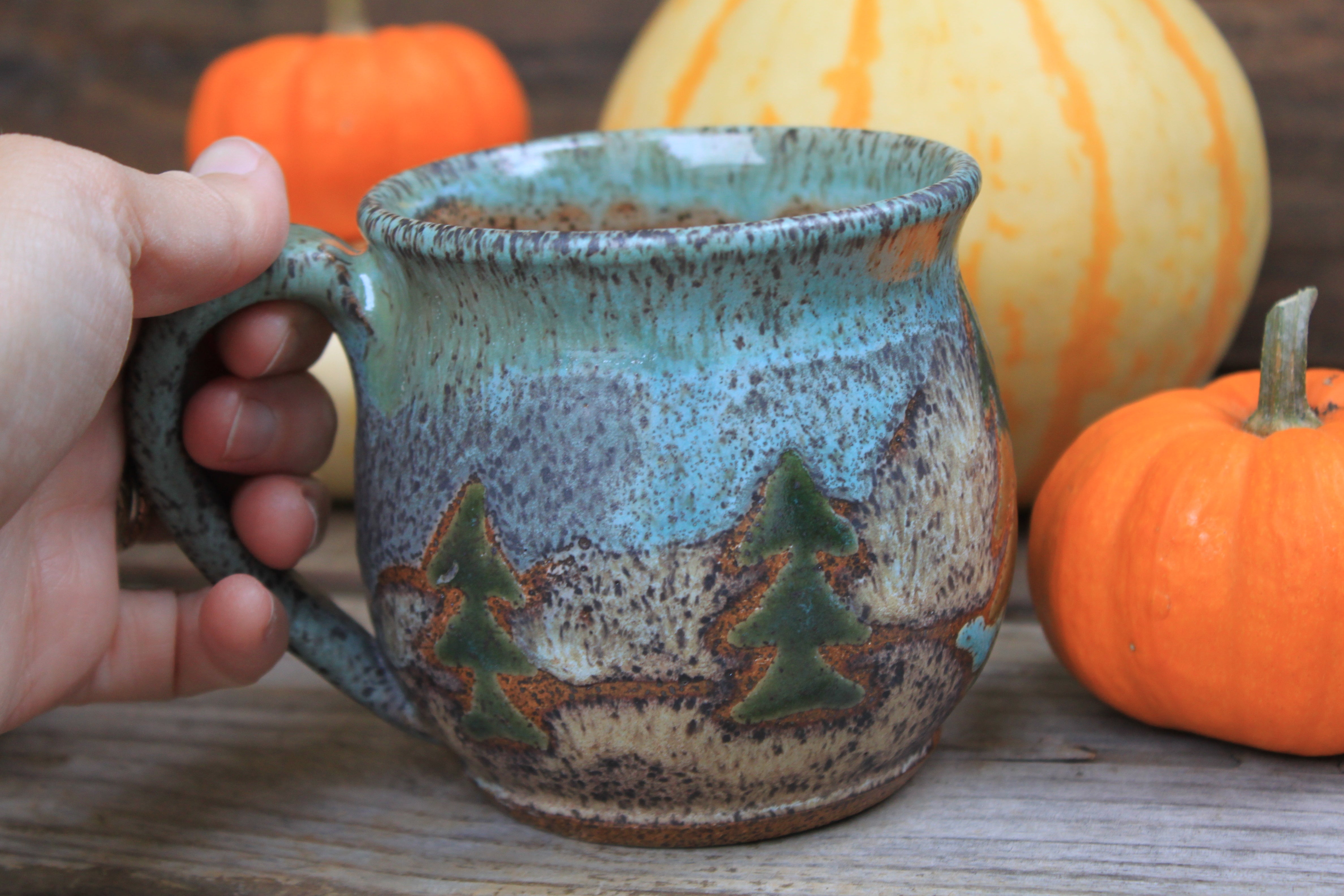 Birch Trees and Evergreen Days Mug, 17 oz