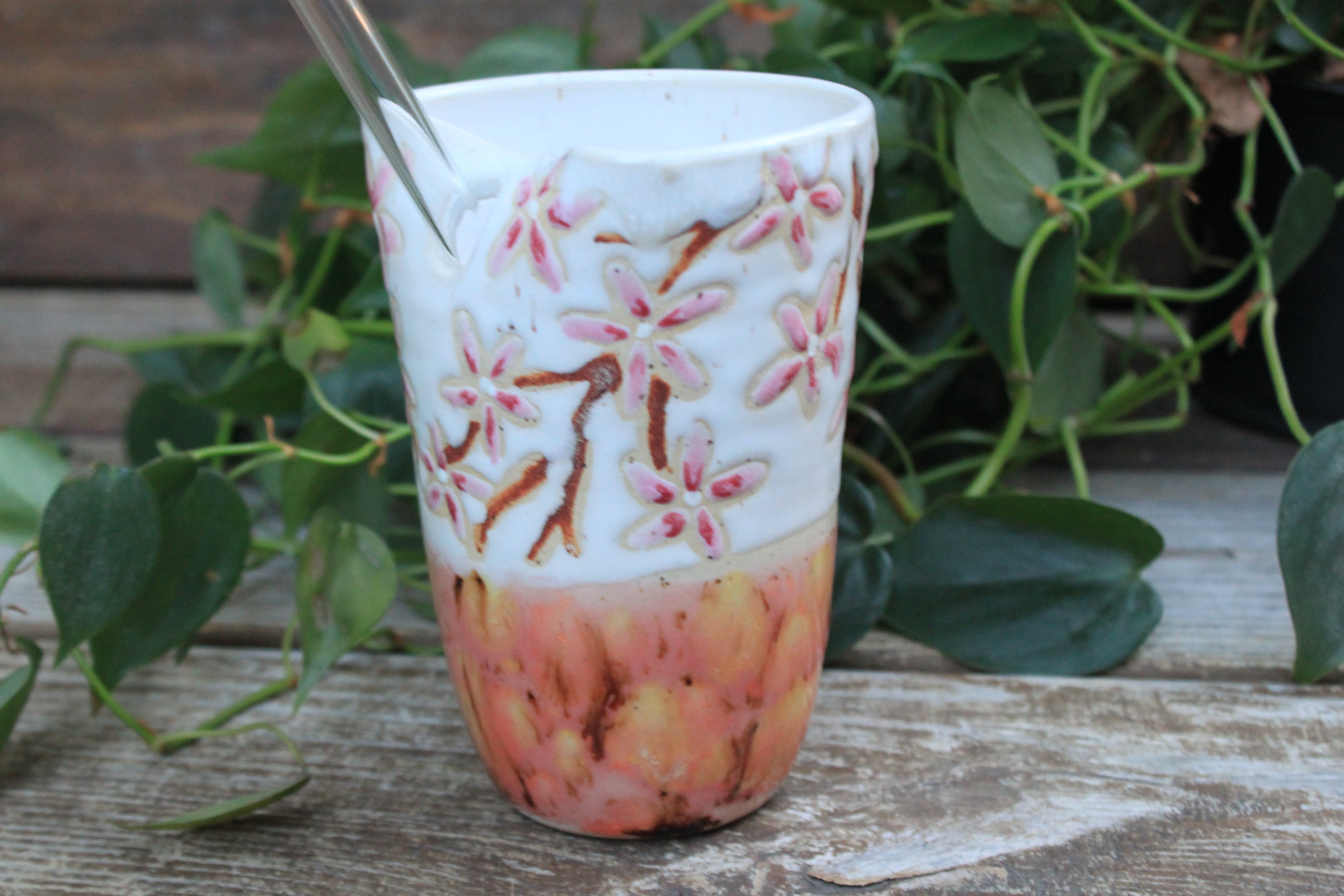 Cherry Blossom Straw Cup, 12 oz