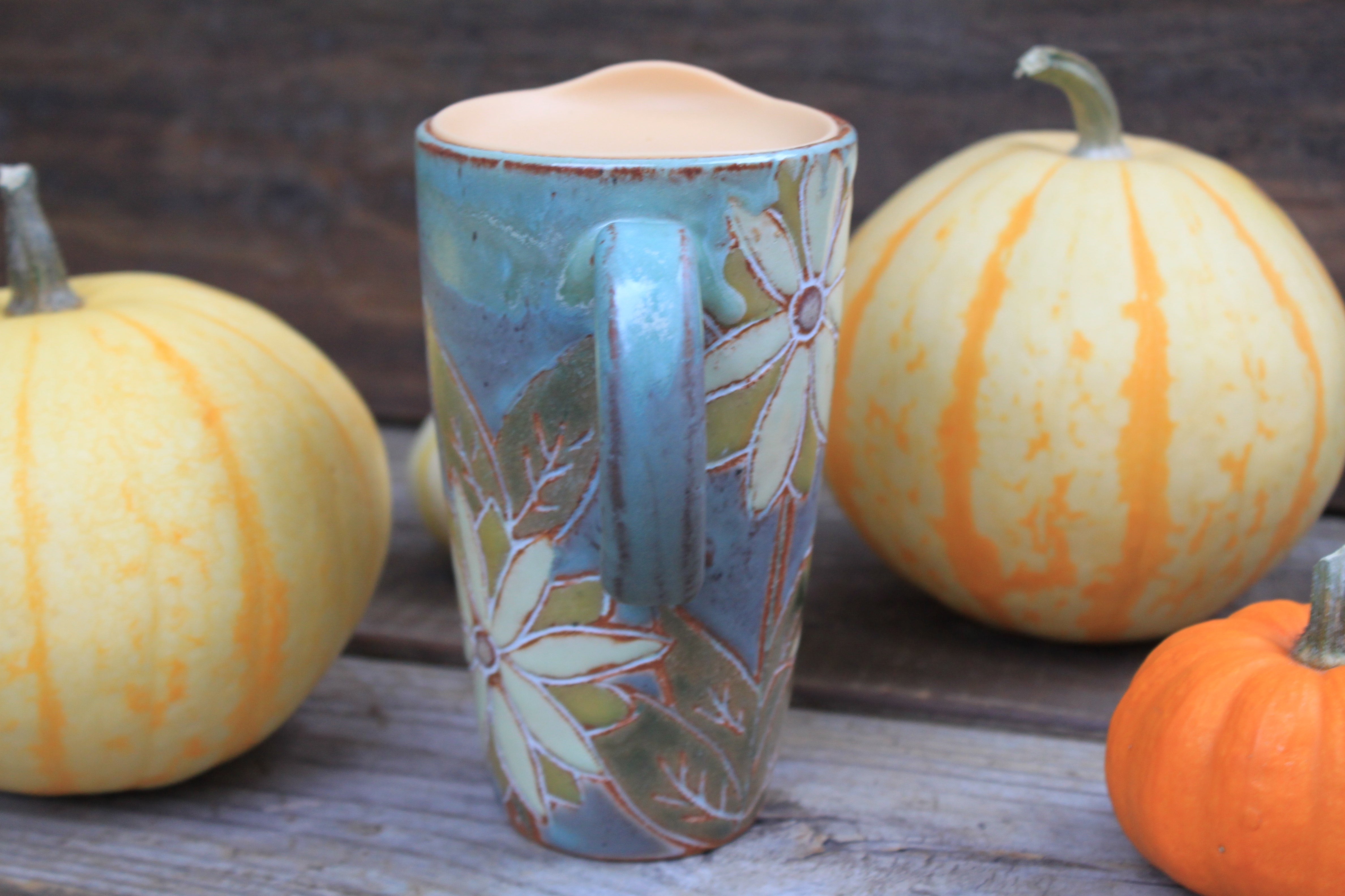 Sunflower Fields Forever Handled Travel Mug, 17 oz