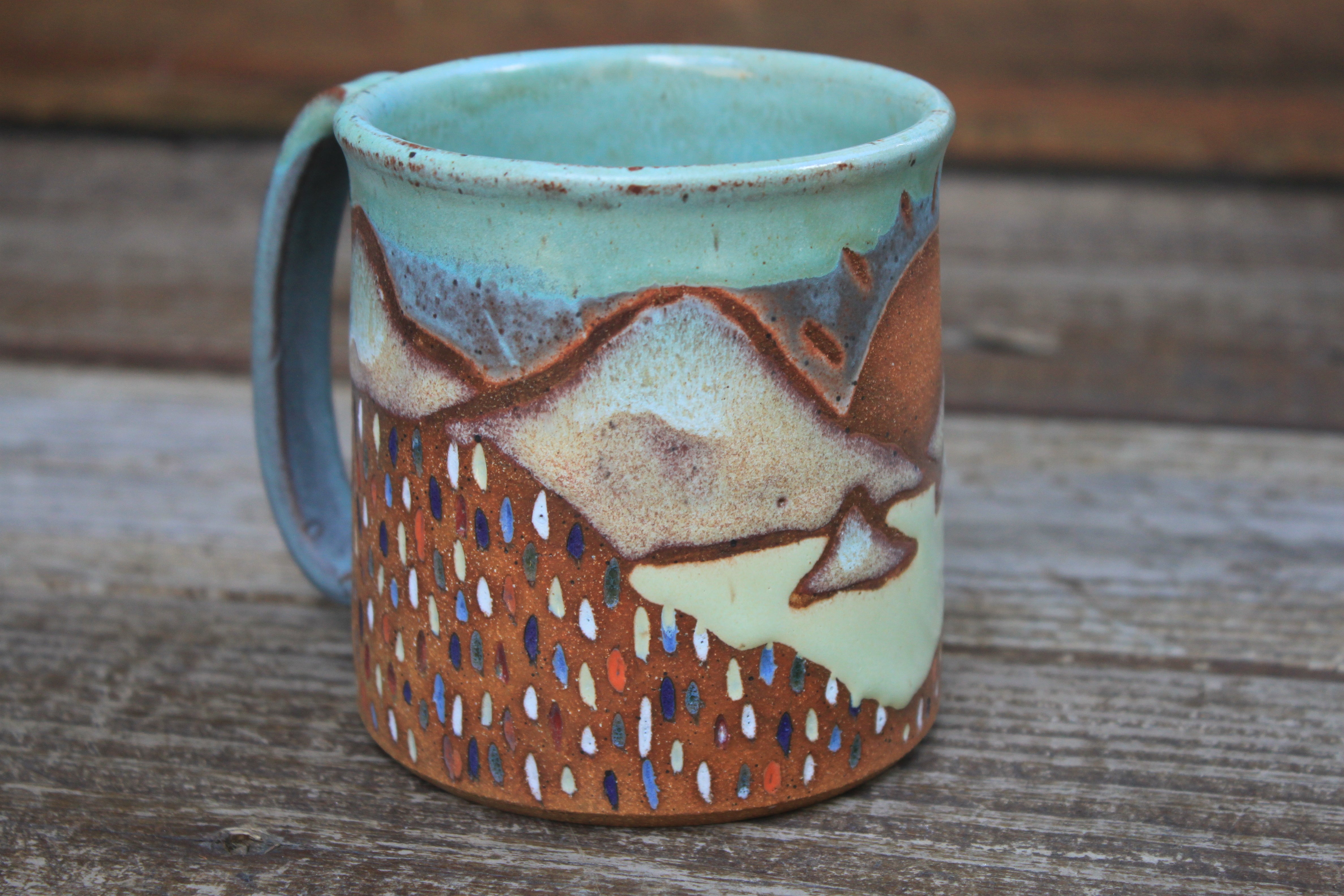 Wildflower Fields and Sunny Lake Days Carved Mug, 17 oz