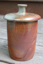 Load image into Gallery viewer, Wood Fired Garden Party Carved Lidded Jar
