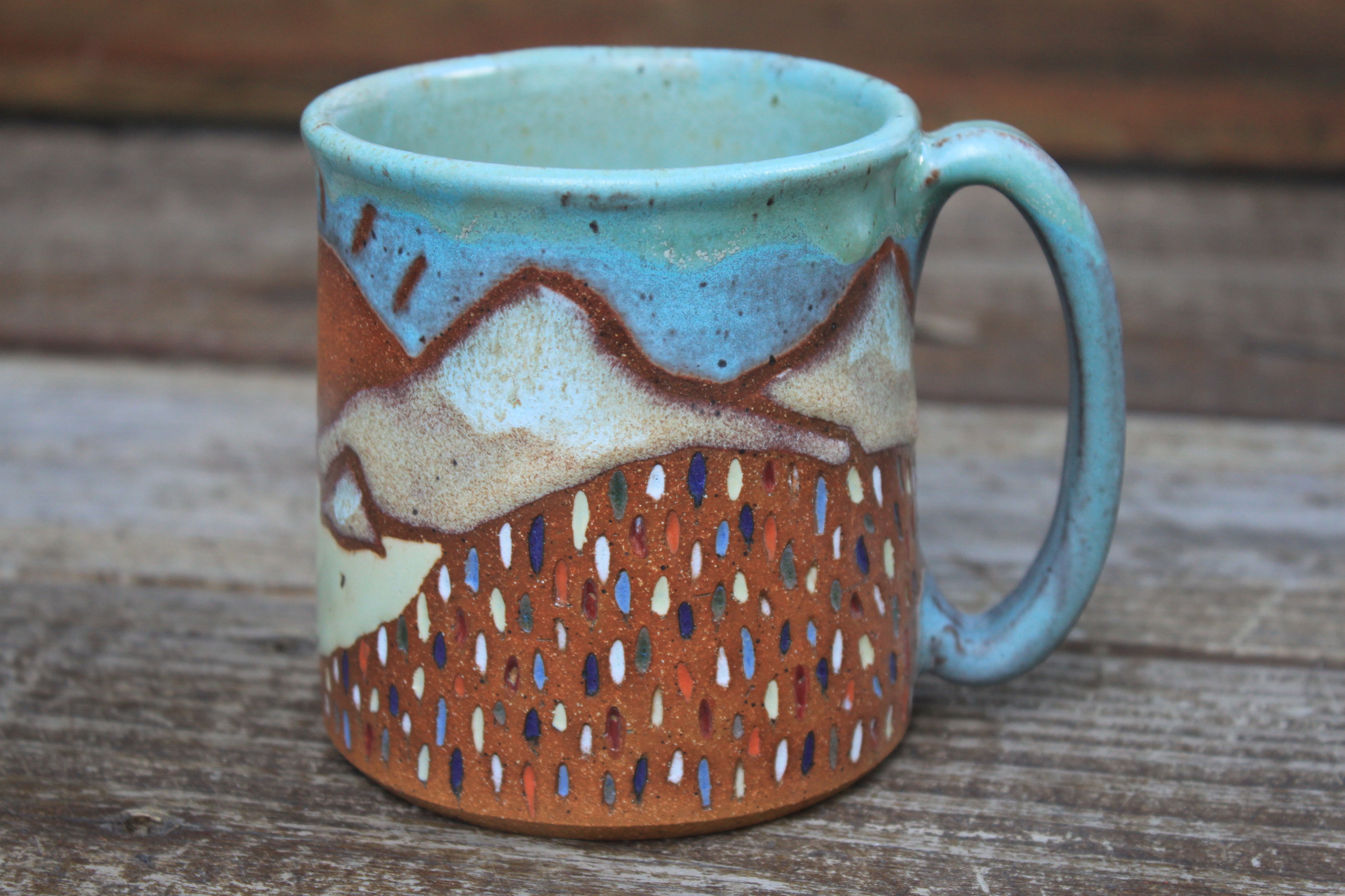 Wildflower Fields and Sunny Lake Days Carved Mug, 17 oz