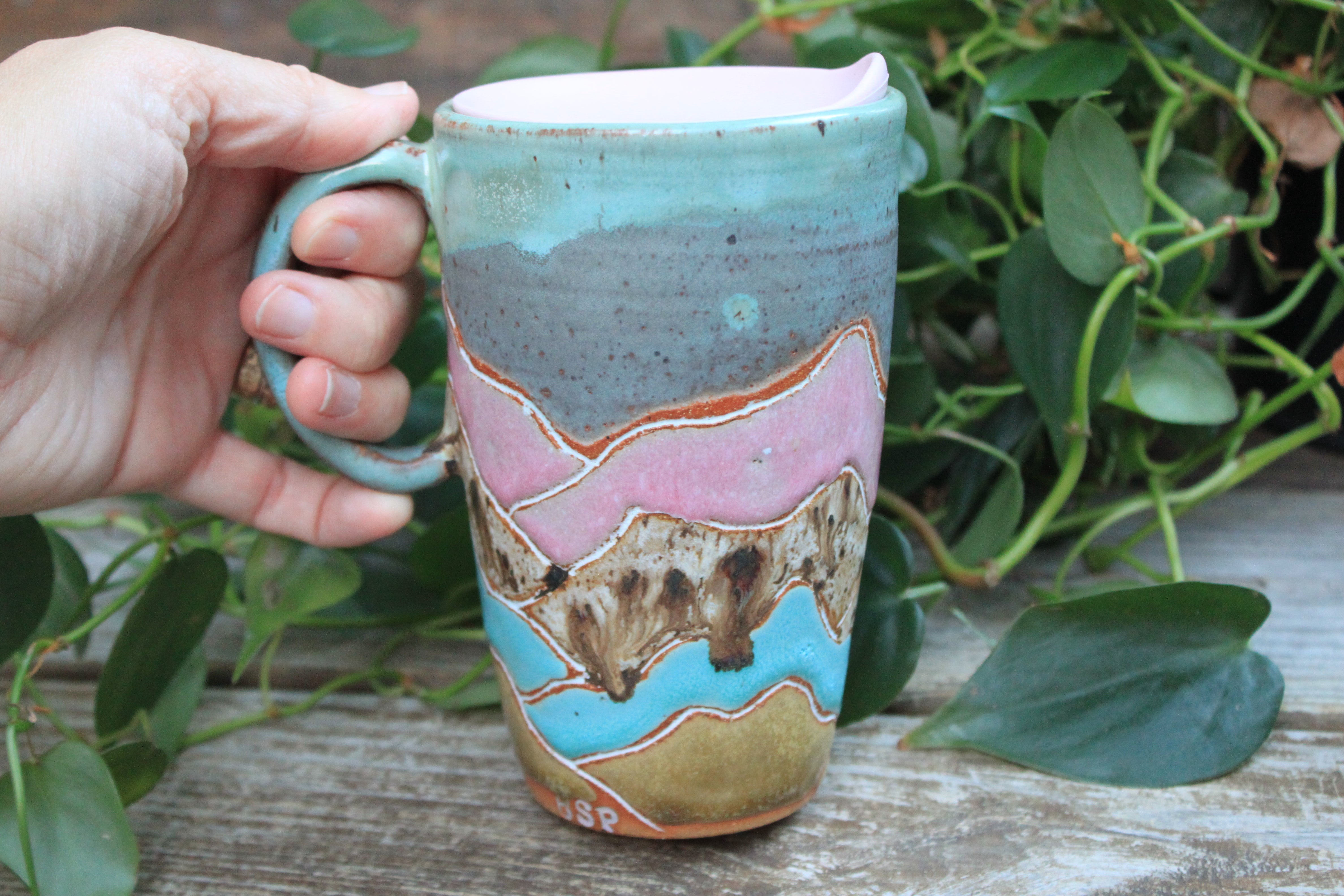 Distant High Peaks Handled Travel Mug, 18 oz