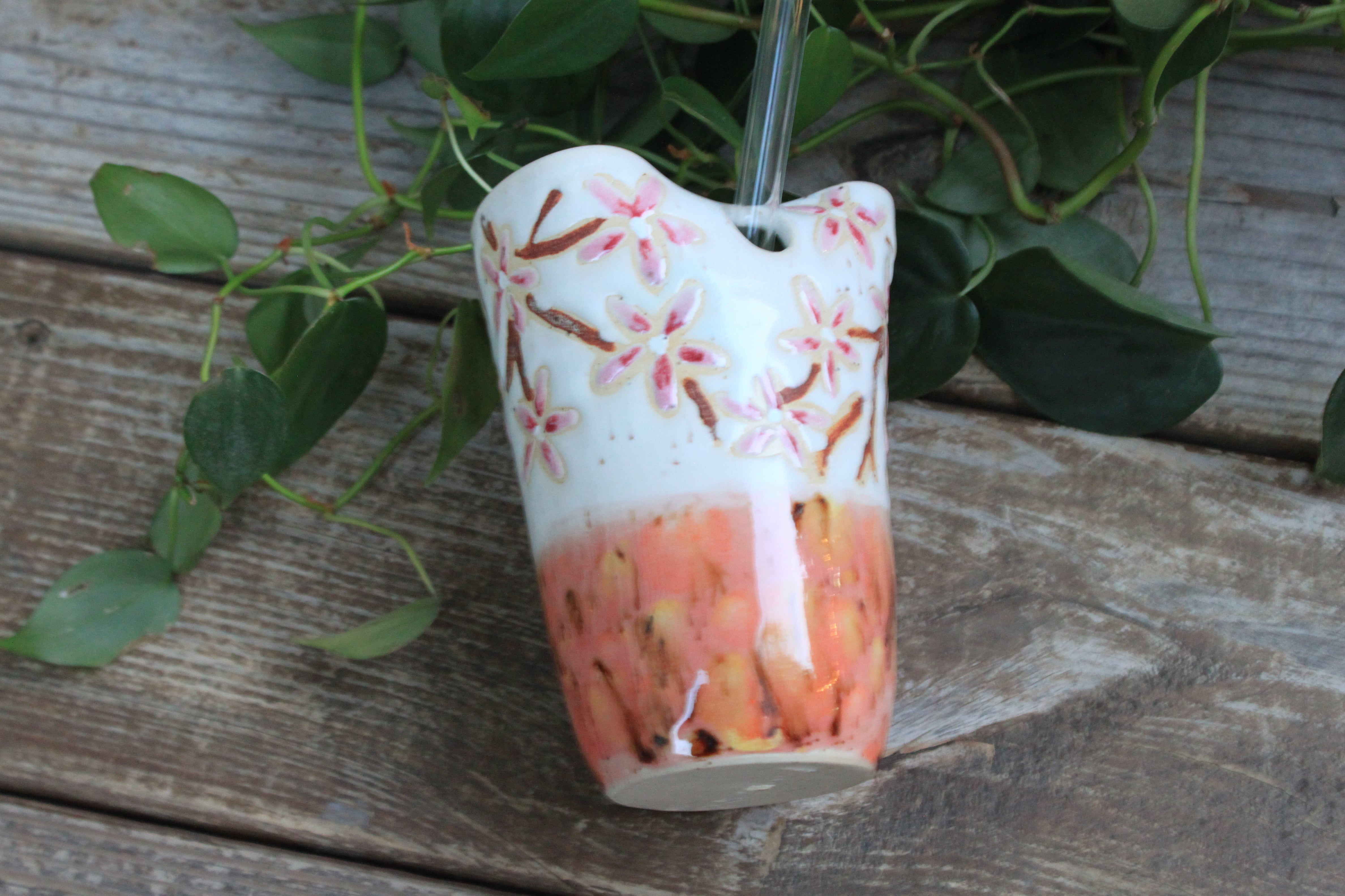 Cherry Blossom Straw Cup, 12 oz