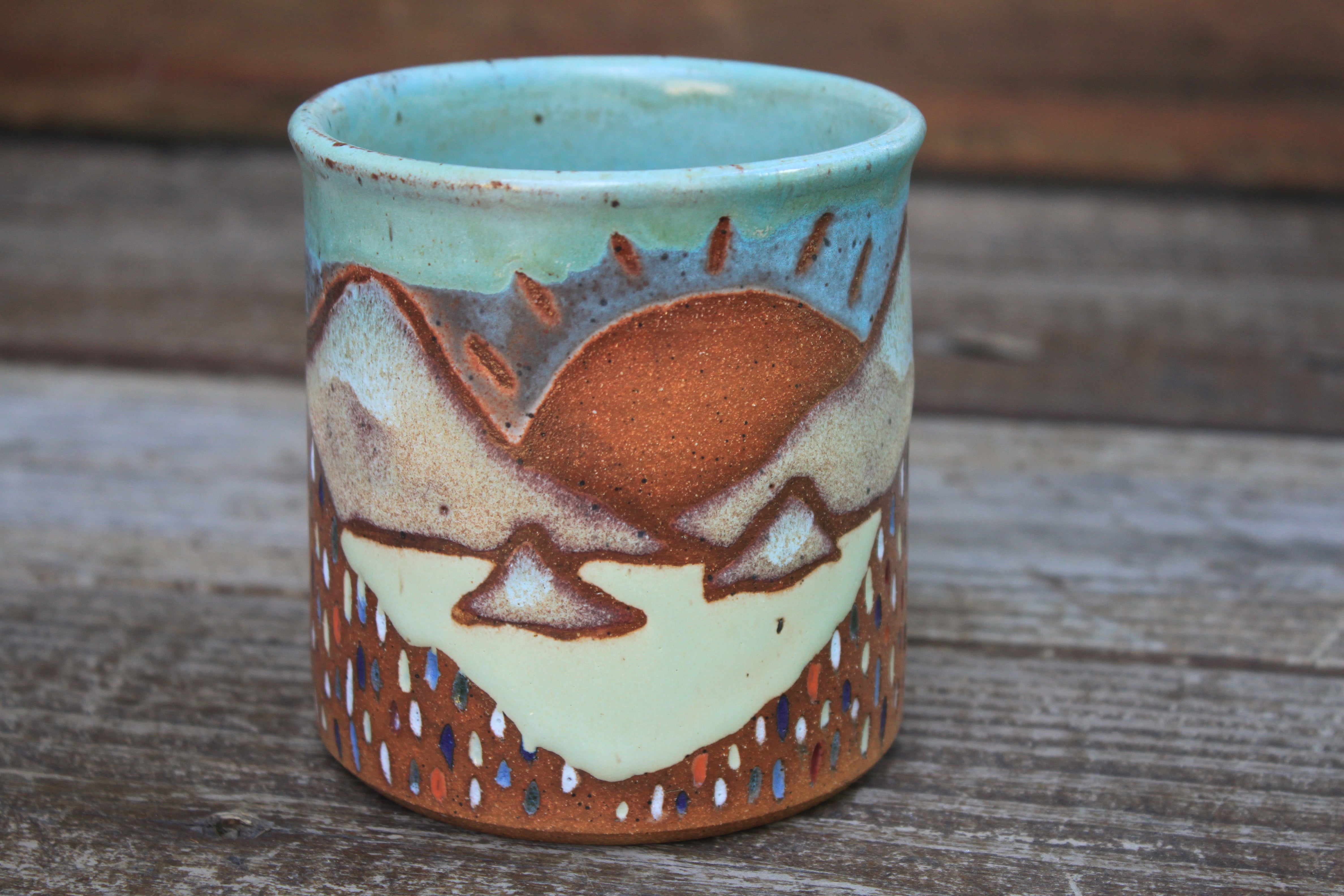 Wildflower Fields and Sunny Lake Days Carved Mug, 17 oz