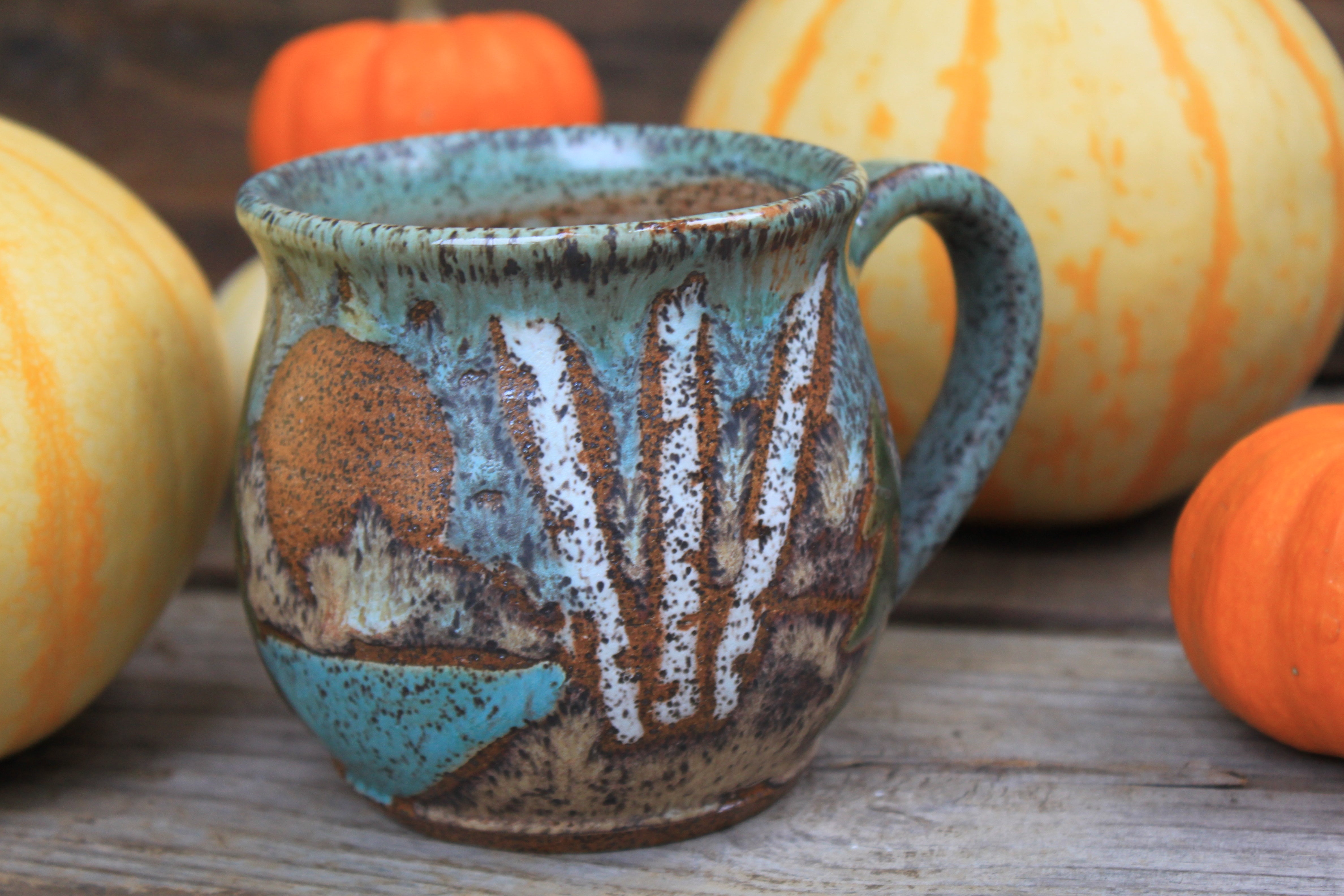 Birch Trees and Evergreen Days Mug, 17 oz