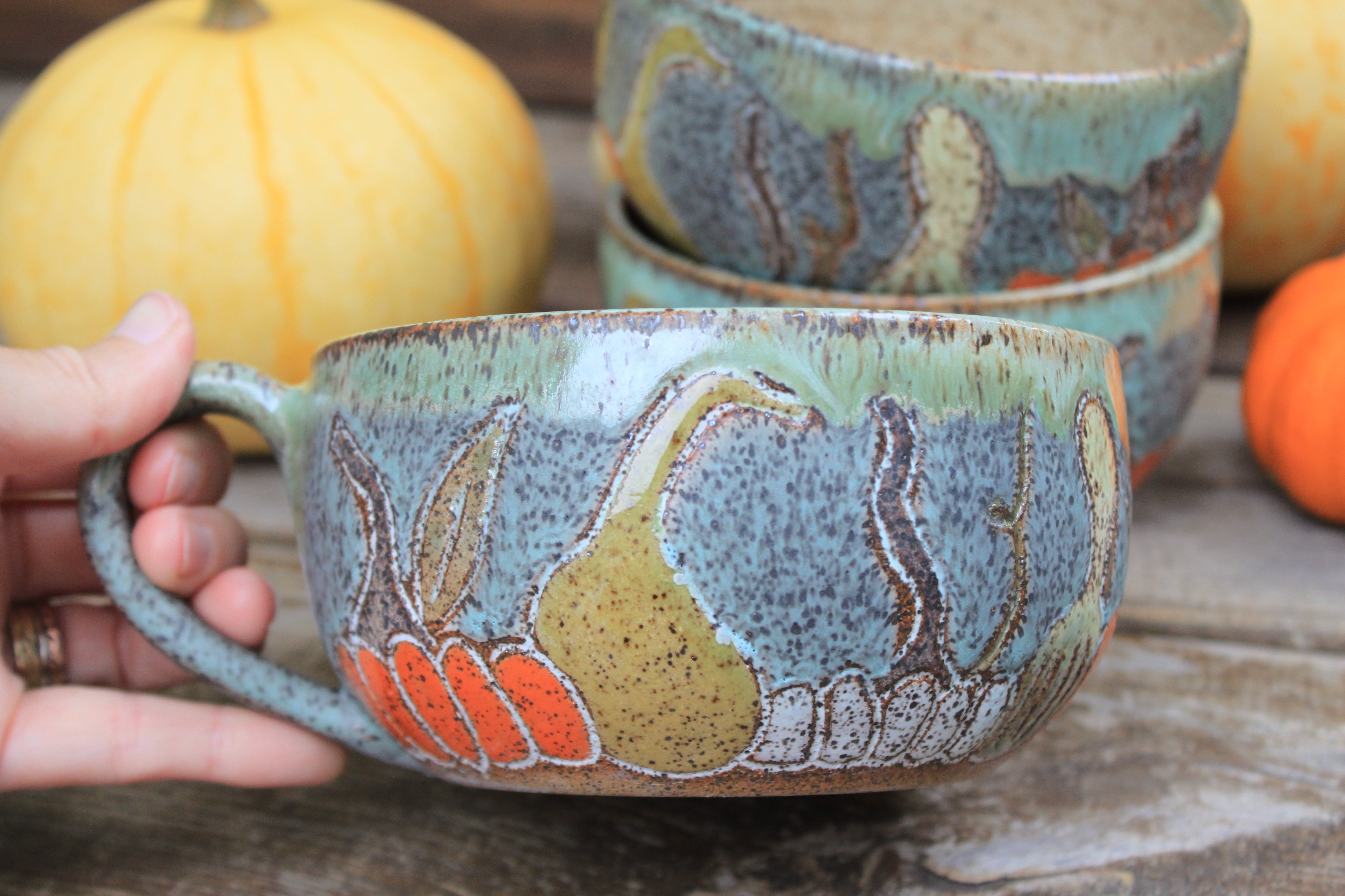Gorgeous Gourds Soup Season Mug Bowls, 22 oz - sold separately