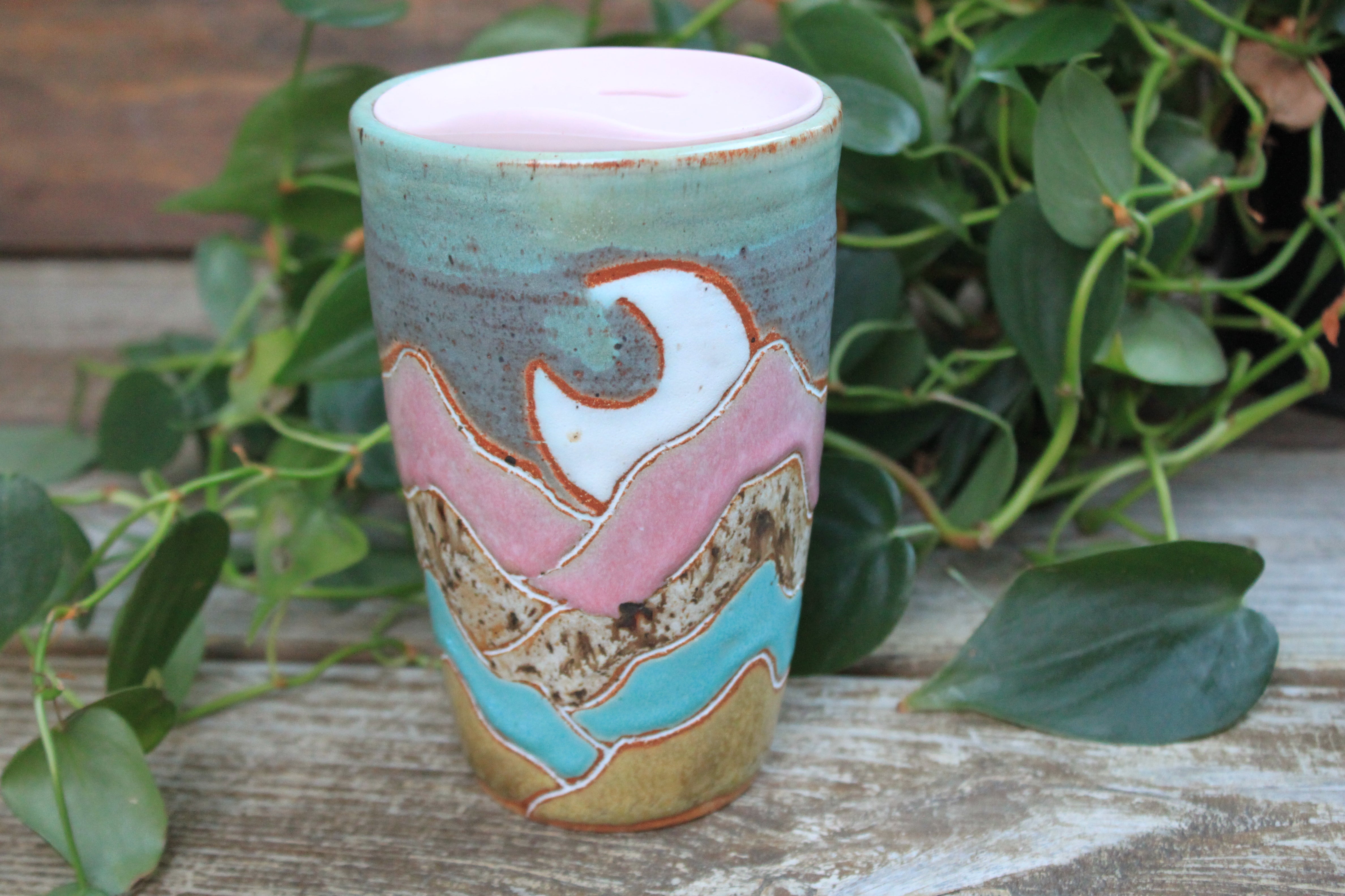 Distant High Peaks Handled Travel Mug, 18 oz