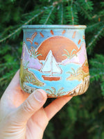 Load image into Gallery viewer, For Katerina - Beachy Sand Dune and Sailboat Sunset Horizon Carved Mug, 15 oz
