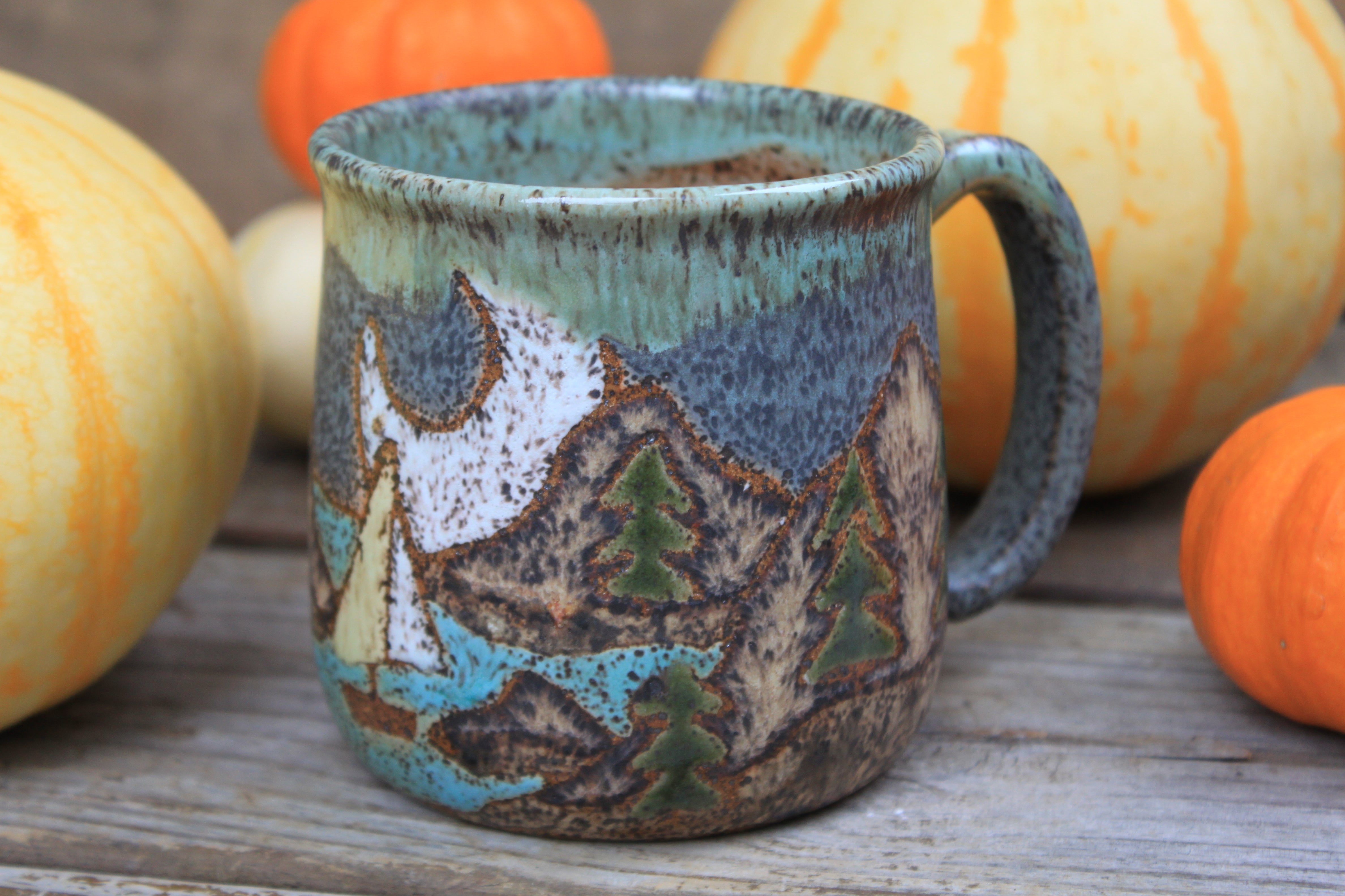 Acadia National Park Coastal Cliffs and Sailboat Mug, 18 oz