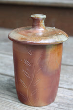 Load image into Gallery viewer, Wood Fired Garden Party Carved Lidded Jar
