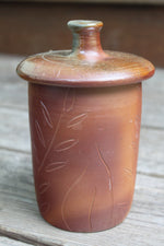 Load image into Gallery viewer, Wood Fired Garden Party Carved Lidded Jar
