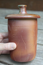 Load image into Gallery viewer, Wood Fired Garden Party Carved Lidded Jar
