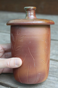 Wood Fired Garden Party Carved Lidded Jar