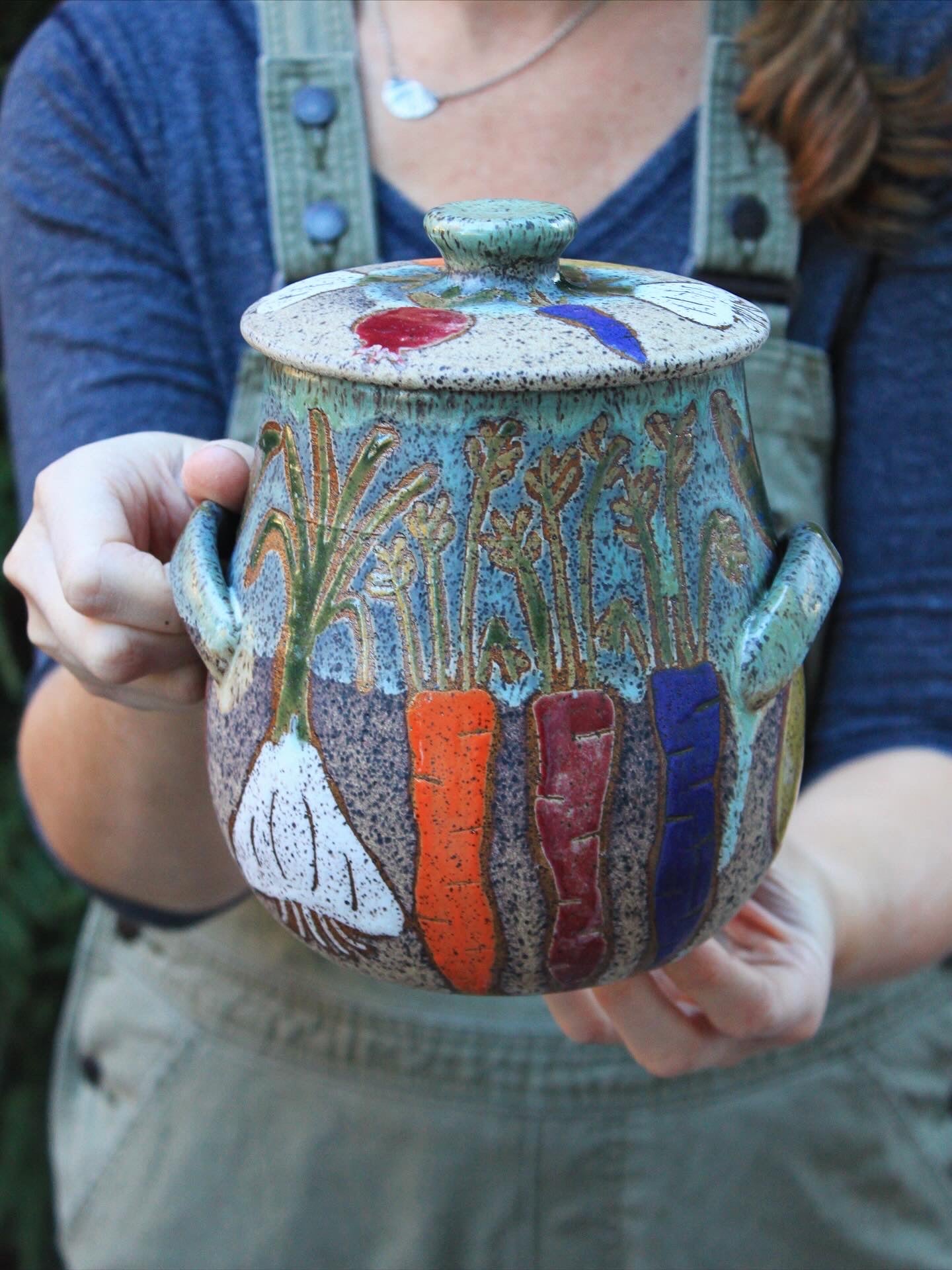 Root for Vegetables Rainbow Large Lidded Jar
